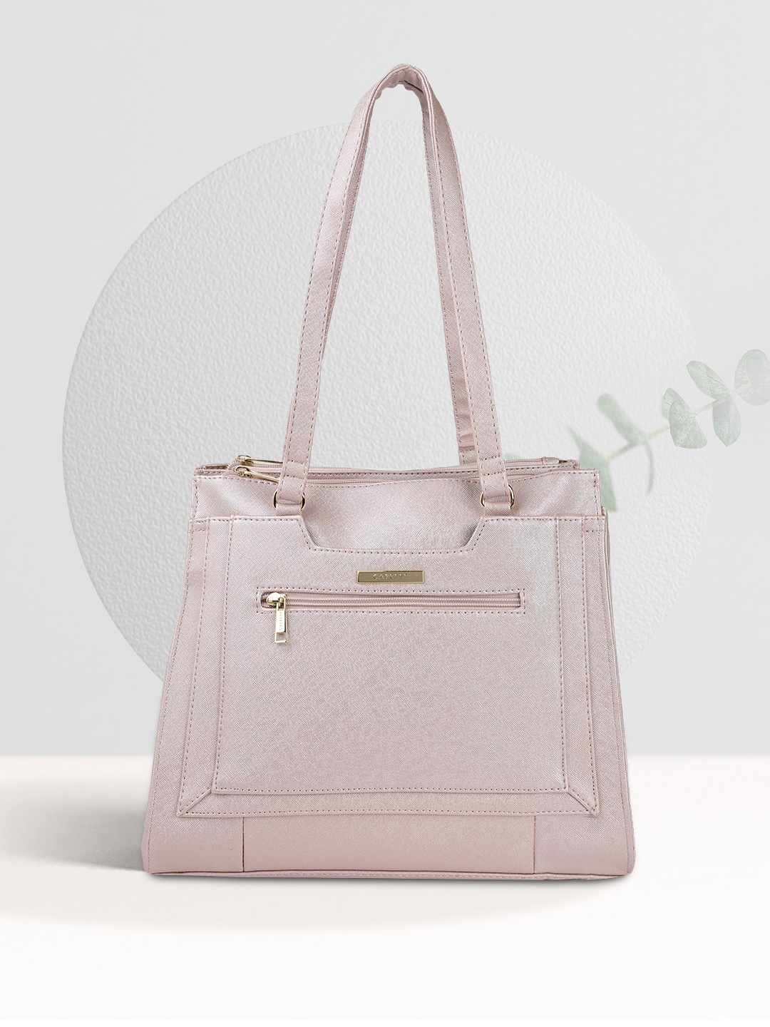 

Caprese Rose Gold-Toned Leather Structured Shoulder Bag