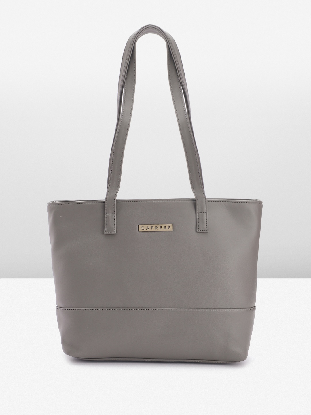 

Caprese Leather Structured Shoulder Bag, Grey