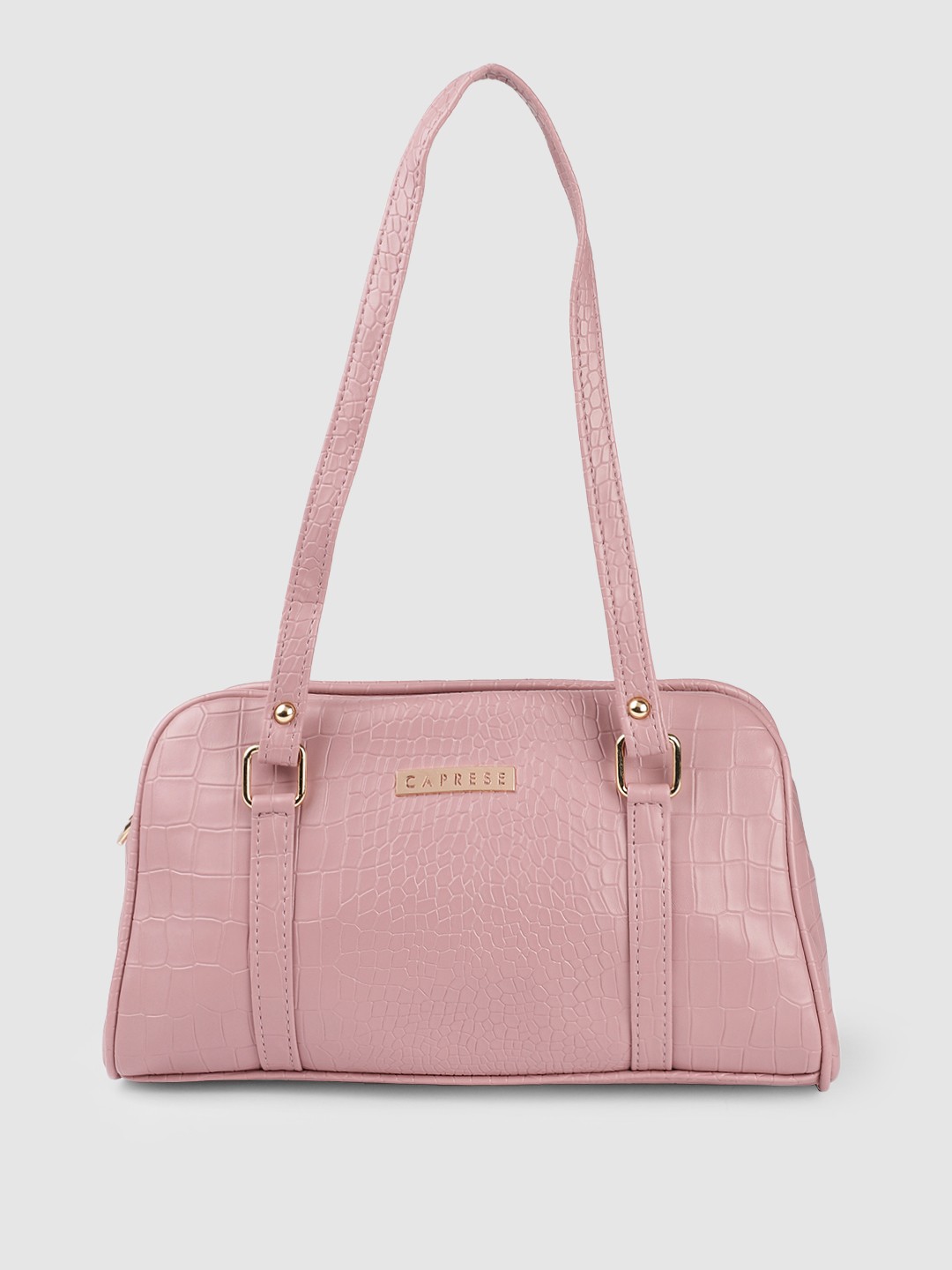 

Caprese Nude Pink Animal Textured Leather Shoulder Bag