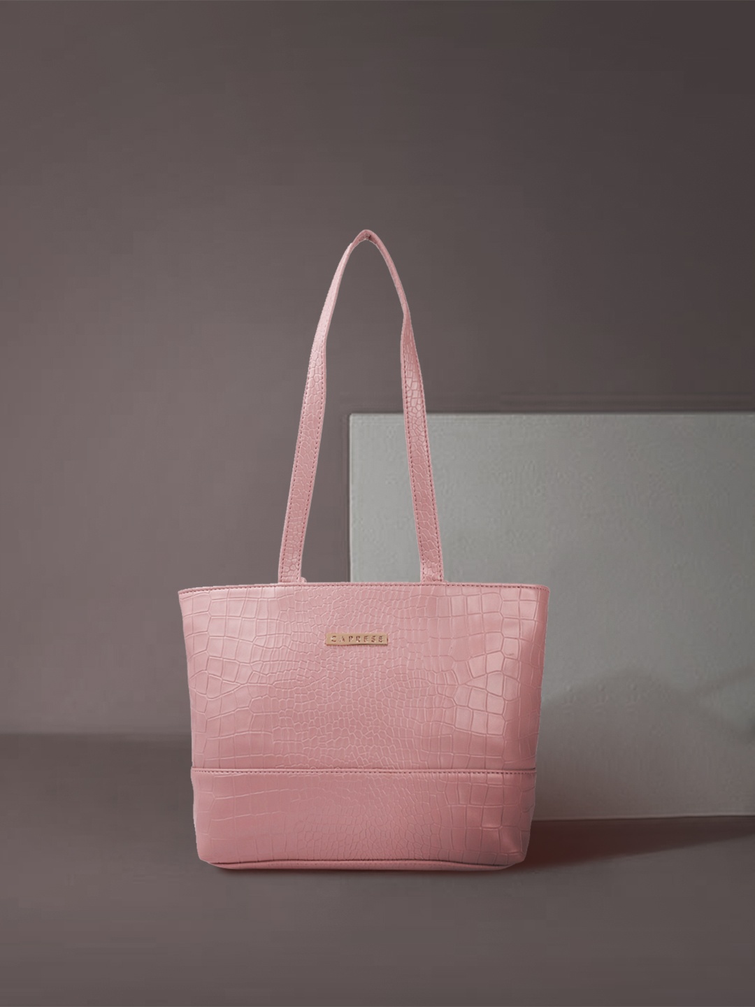 

Caprese Nude Pink Animal Textured Leather Shoulder Bag