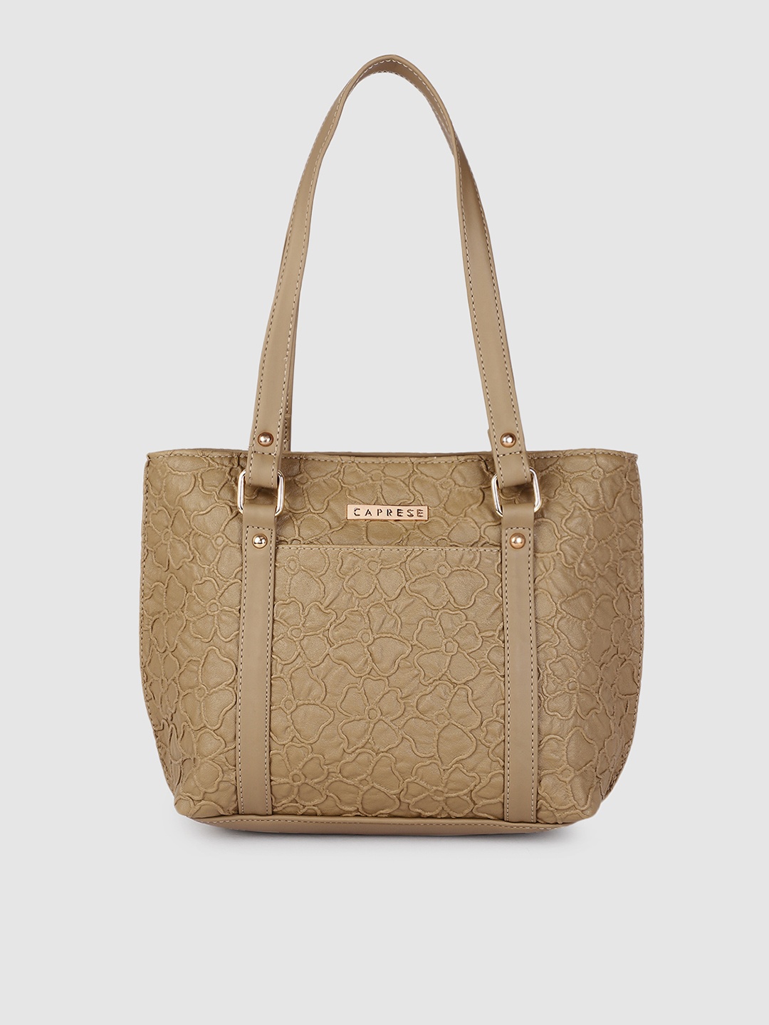 

Caprese Khaki Textured Leather Structured Satchel