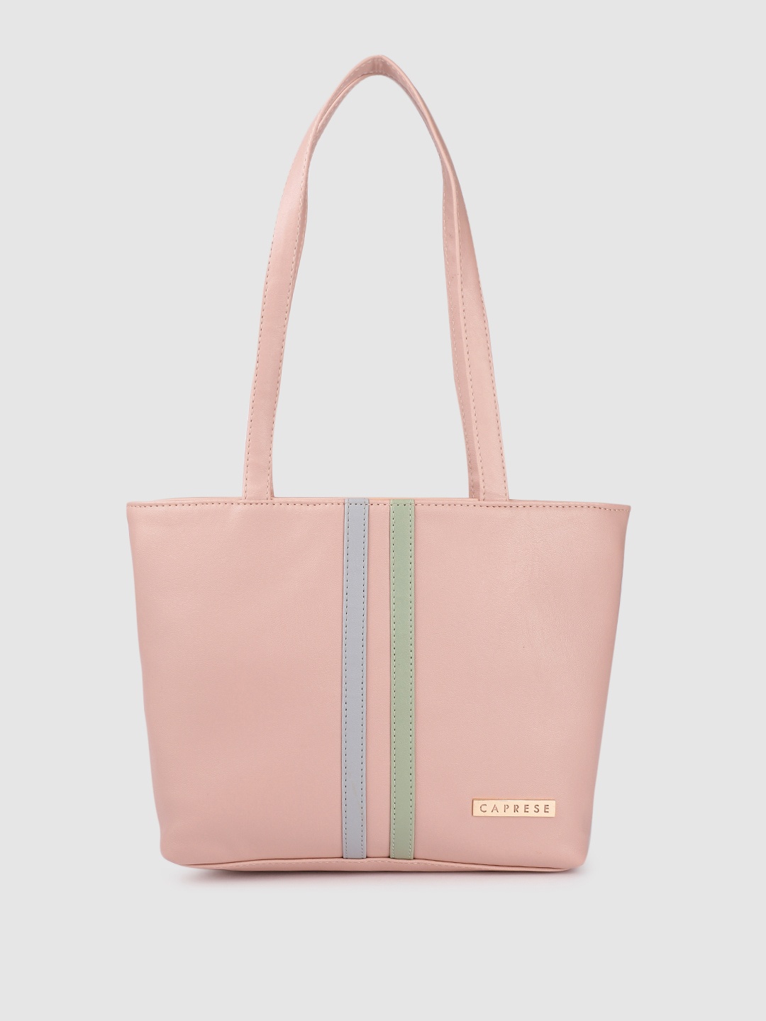 

Caprese Nude-Coloured Striped Structured Shoulder Bag