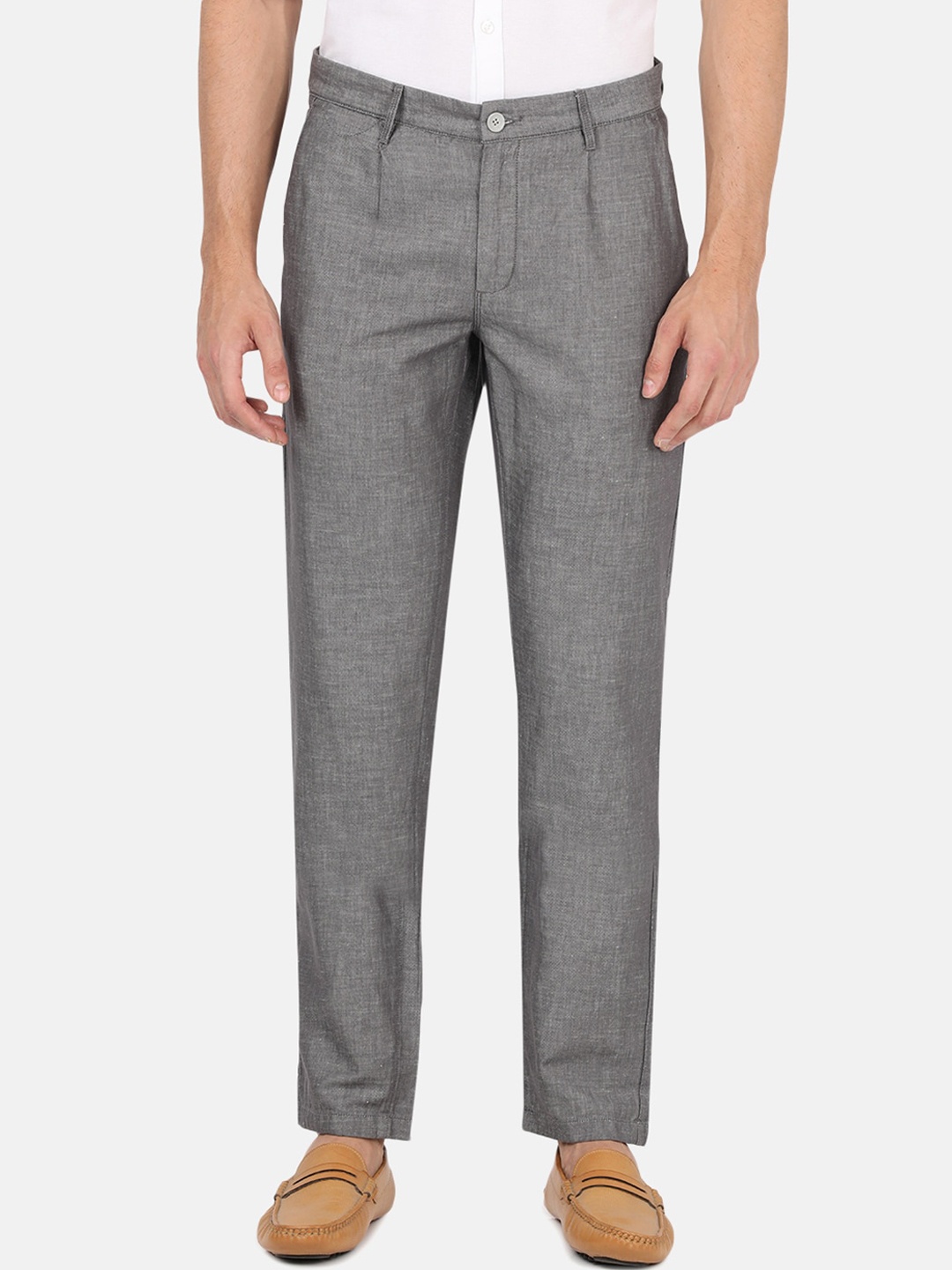 

Crocodile Men Charcoal Grey Smart Slim Fit Trousers