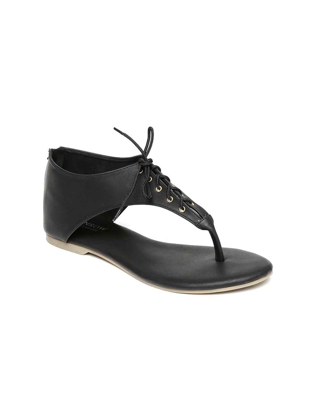 

Monrow Women Black Mid-Top Lace-Up Flats
