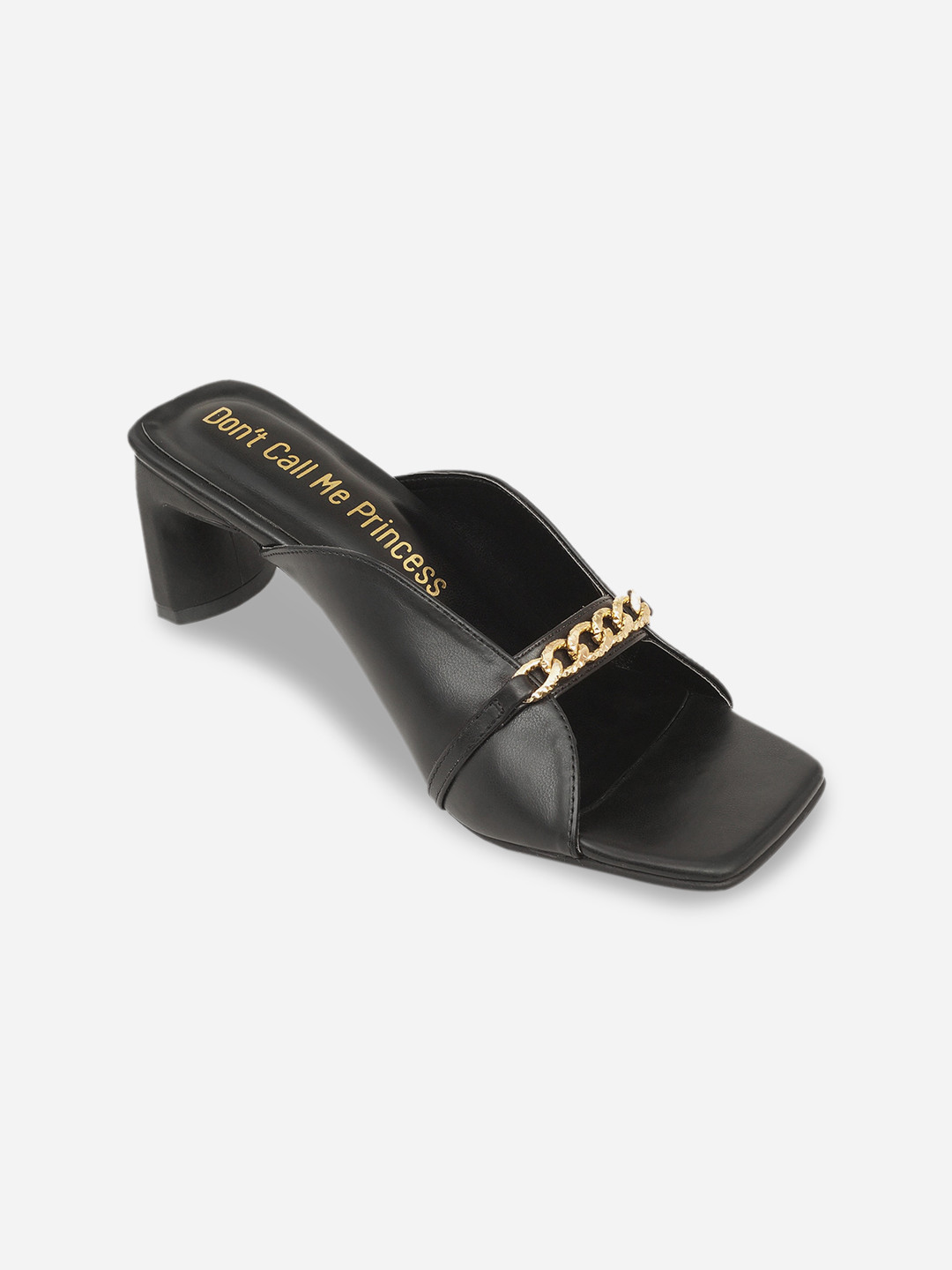 

Don't Call Me Princess Black Embellished Block Sandals