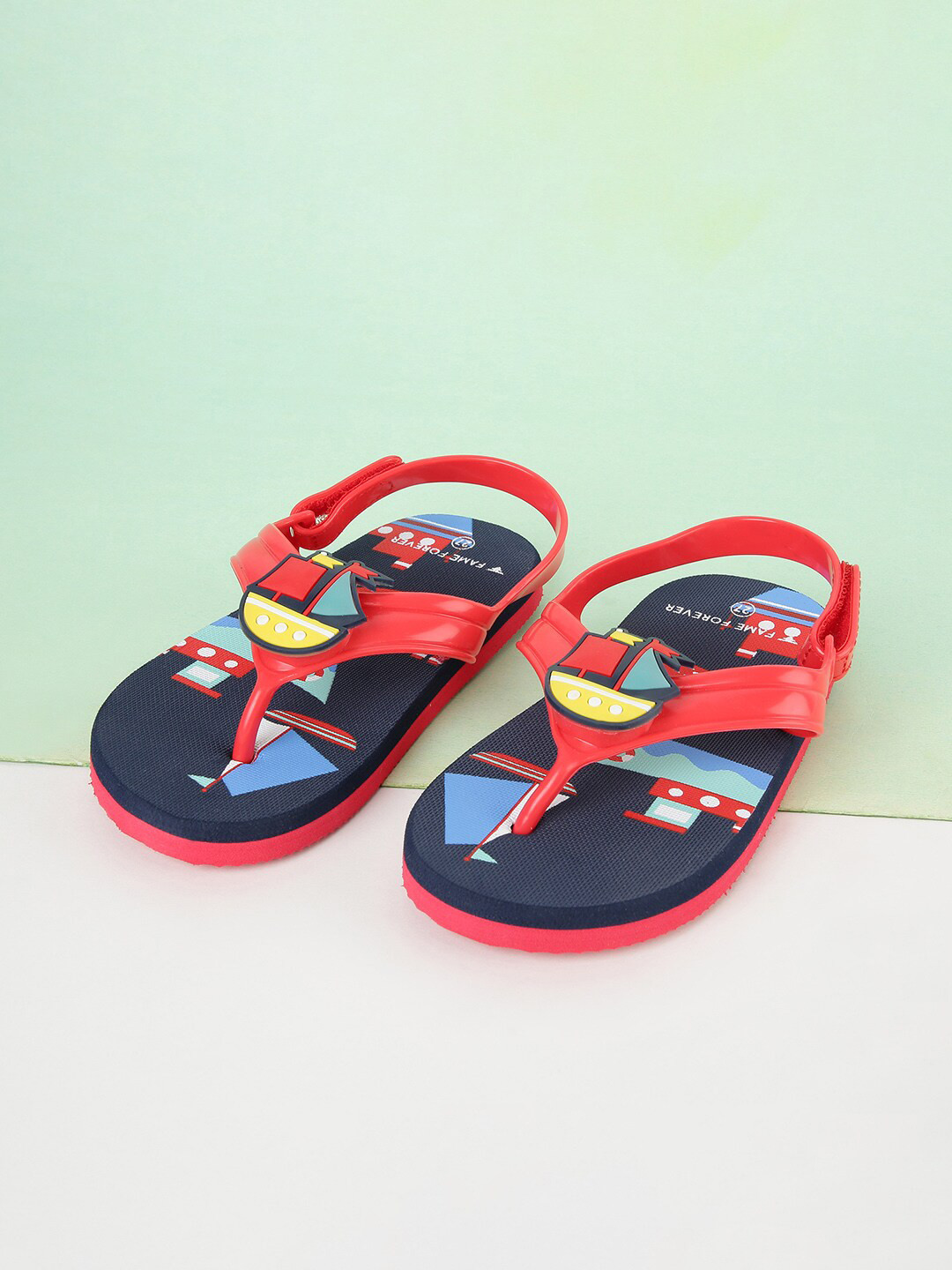 

Fame Forever by Lifestyle Boys Red & Navy Blue Printed Thong Flip-Flops