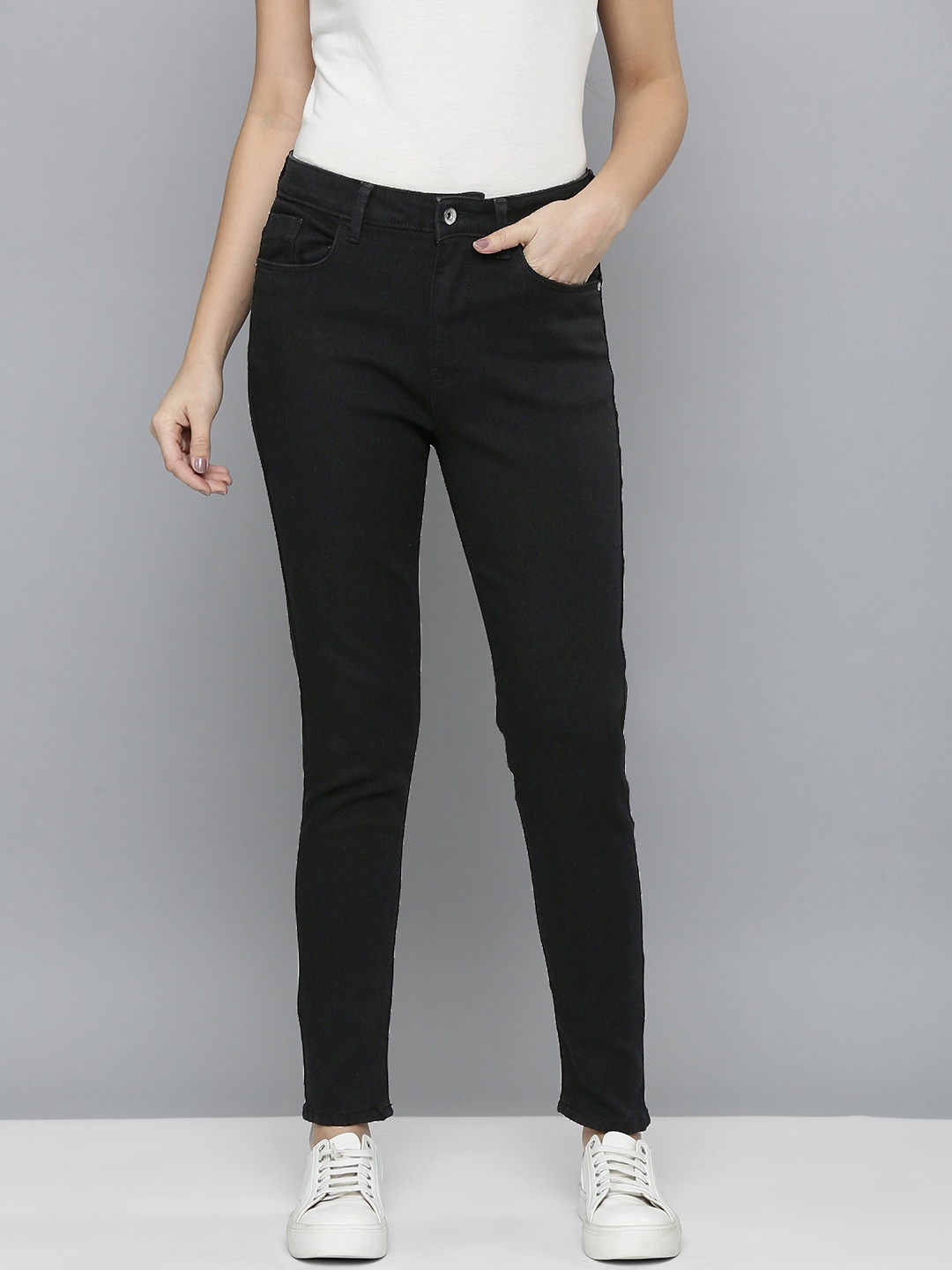 

Flying Machine Women Black Veronica Skinny Fit High-Rise Stretchable Jeans