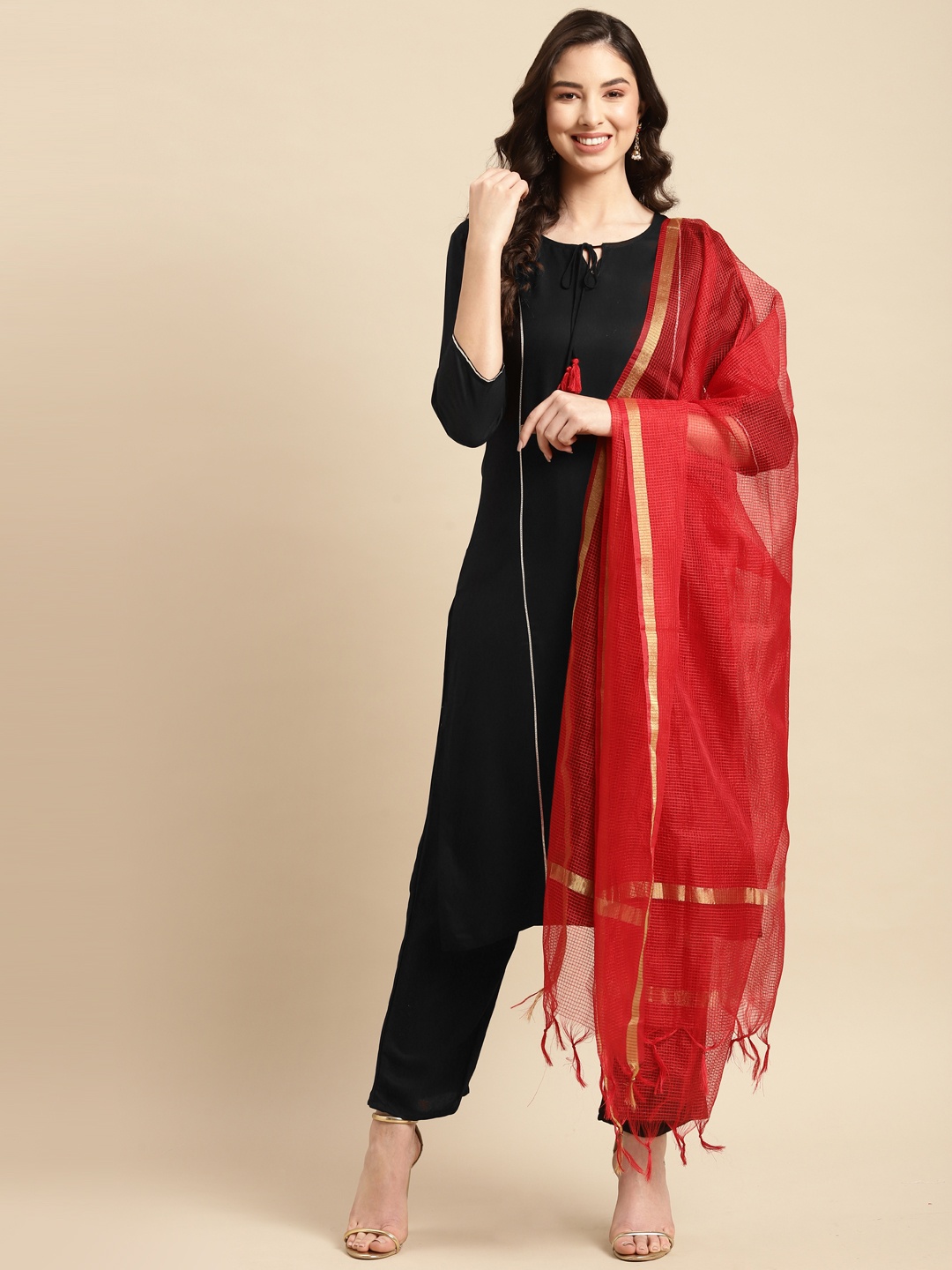 

Prakhya Women Black Kurta with Palazzos & With Dupatta