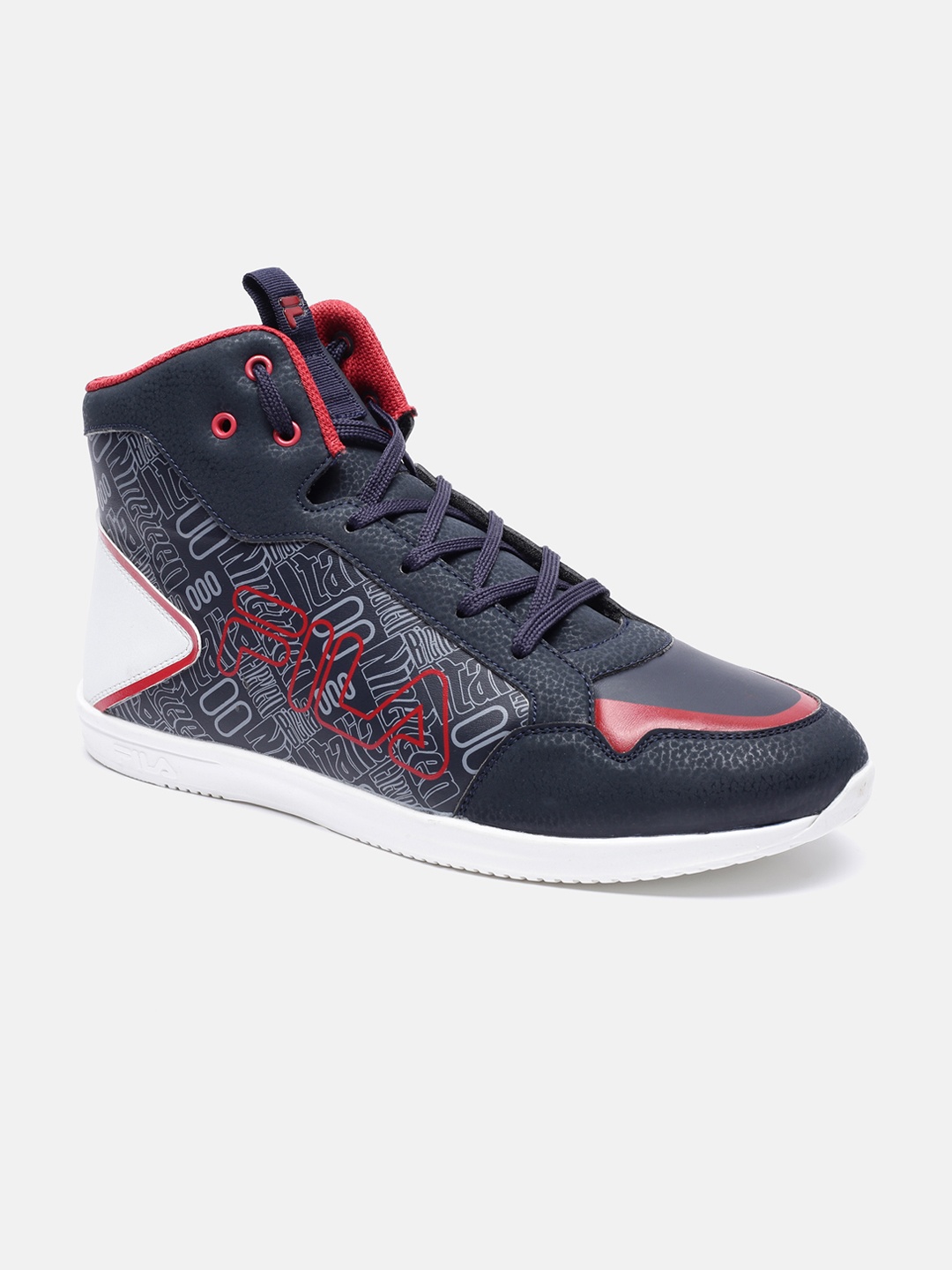 

FILA Men Navy Blue Printed NITEBEAT High-Top Sneakers