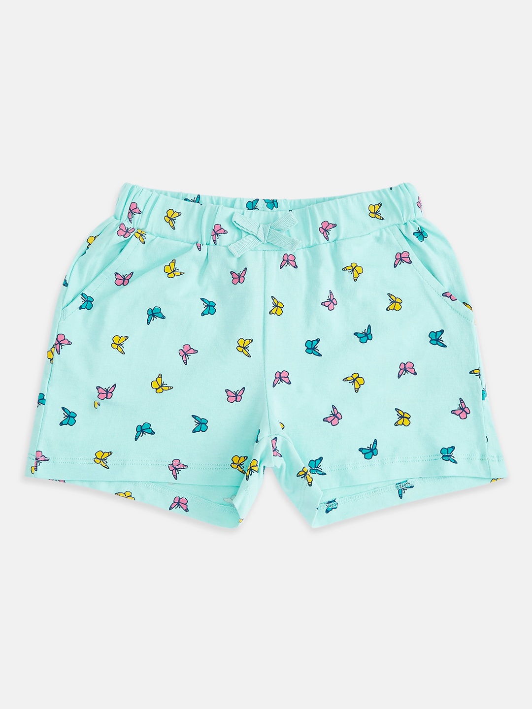 

Pantaloons Junior Girls Turquoise Blue Conversational Printed Shorts