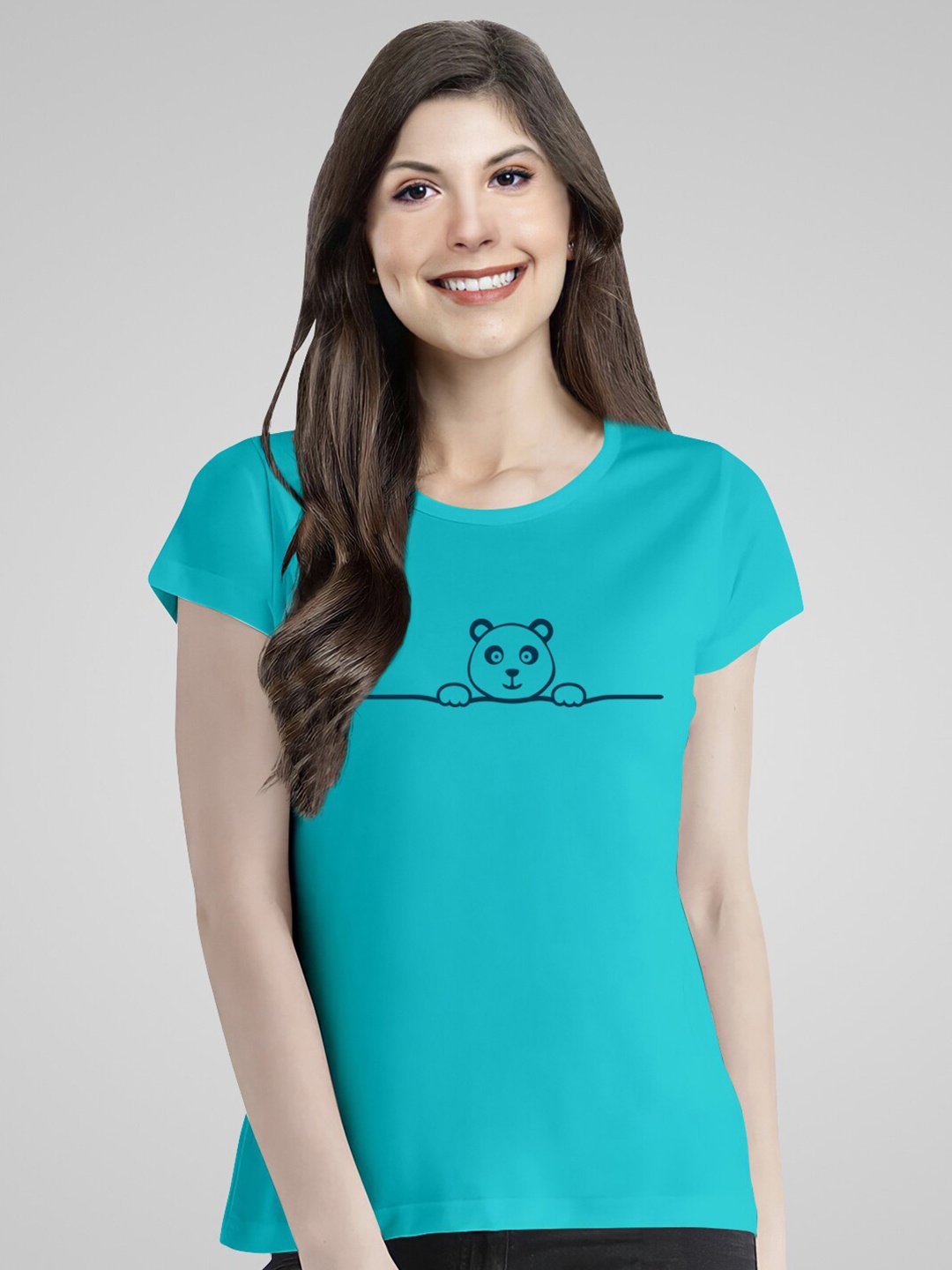 

Pootlu Women Blue Printed T-shirt