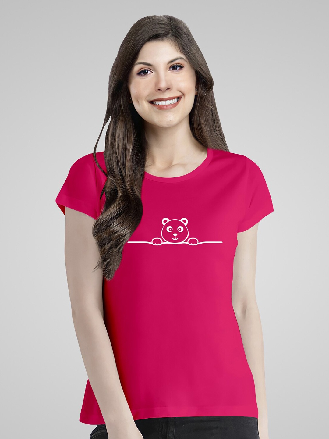 

Pootlu Women Magenta Pure Cotton Printed T-shirt