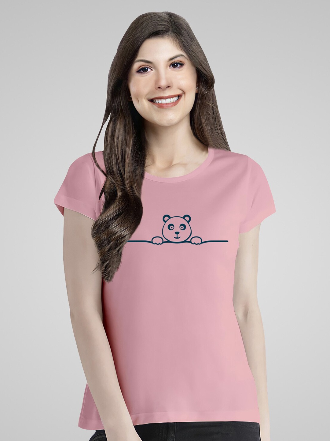 

Pootlu Women Pink Printed Cotton T-shirt