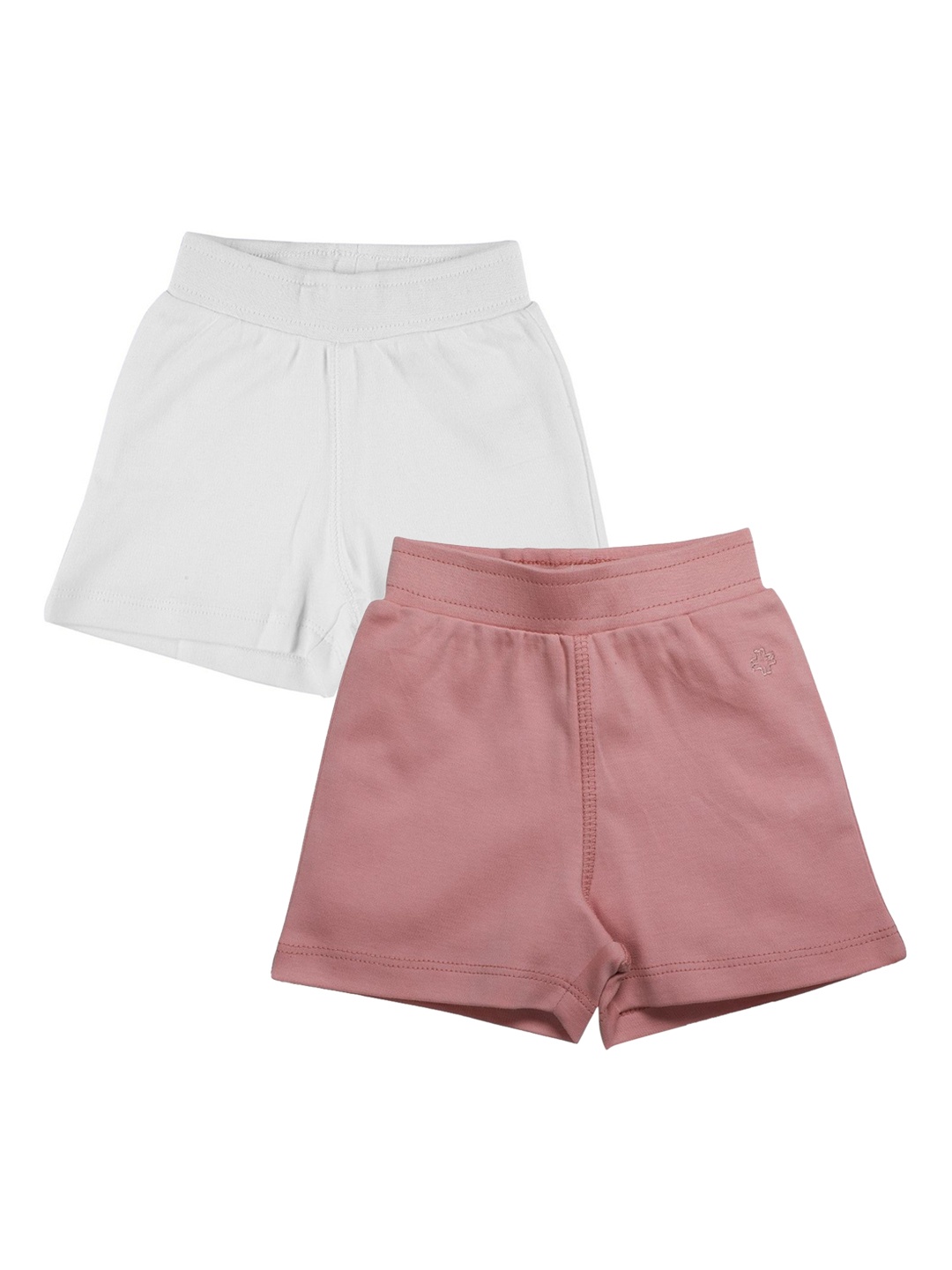 

My Milestones Girls Pack of 2 Mid-Rise Cotton Shorts, Peach