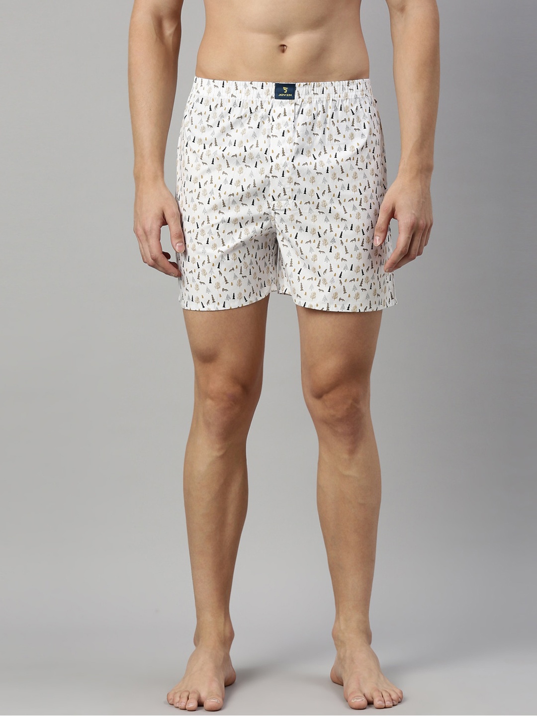 

Joven Men White Printed Pure Cotton Boxers 22JB1P-WF