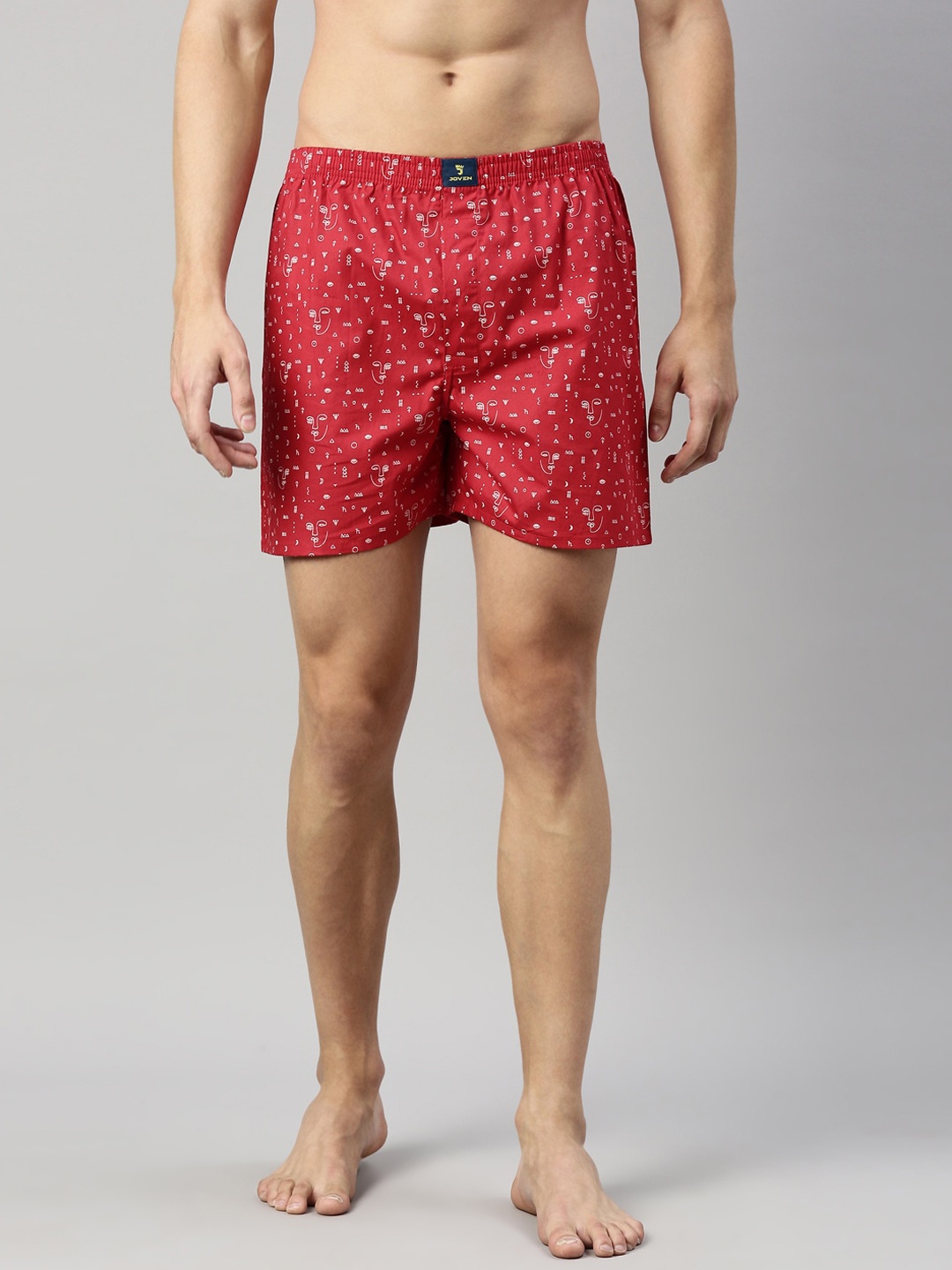 

Joven Men Red & White Printed Pure Cotton Boxer