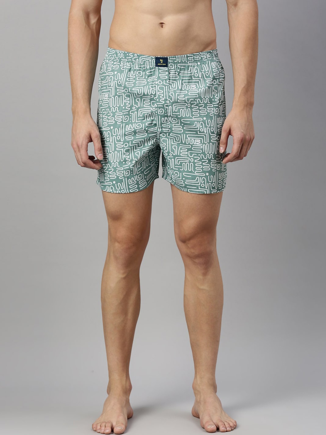 

Joven Men Sea Green Printed Pure Cotton Boxers