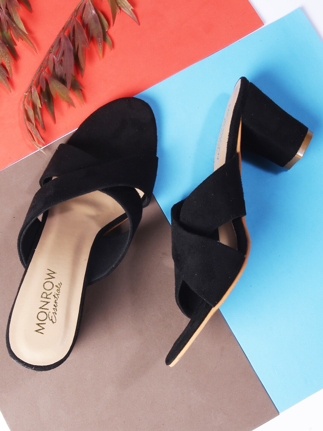 

Monrow Black PU Party Block Sandals