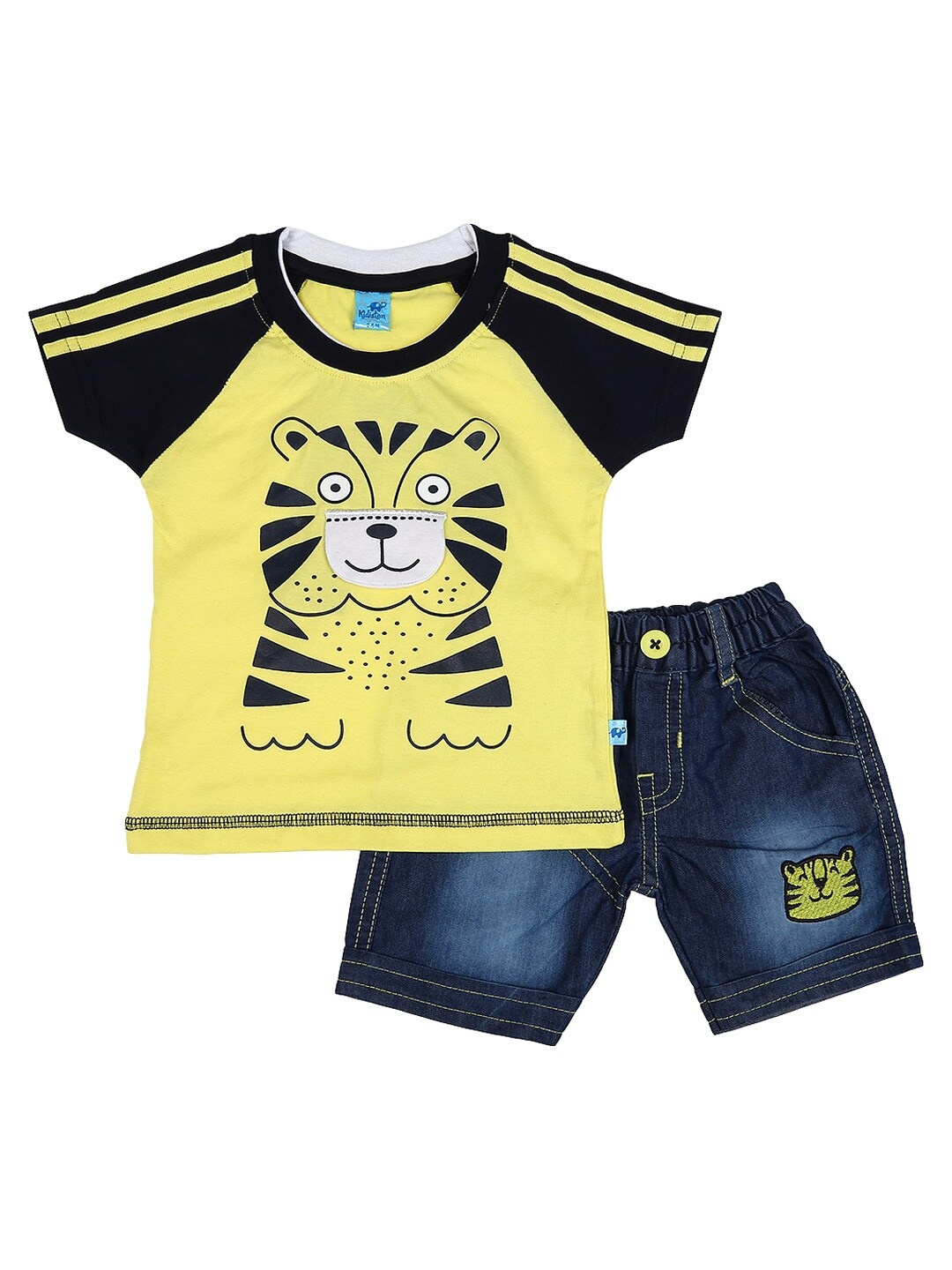 

V-Mart Kids Yellow & Navy Blue Printed T-shirt with Shorts