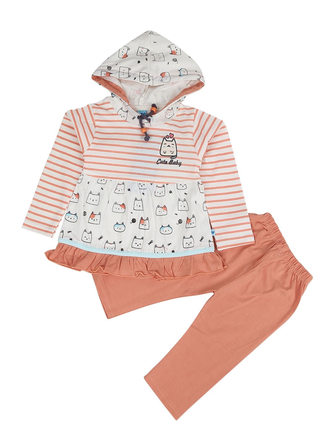 

V-Mart Kids Printed Pure Cotton Top with Shorts, White