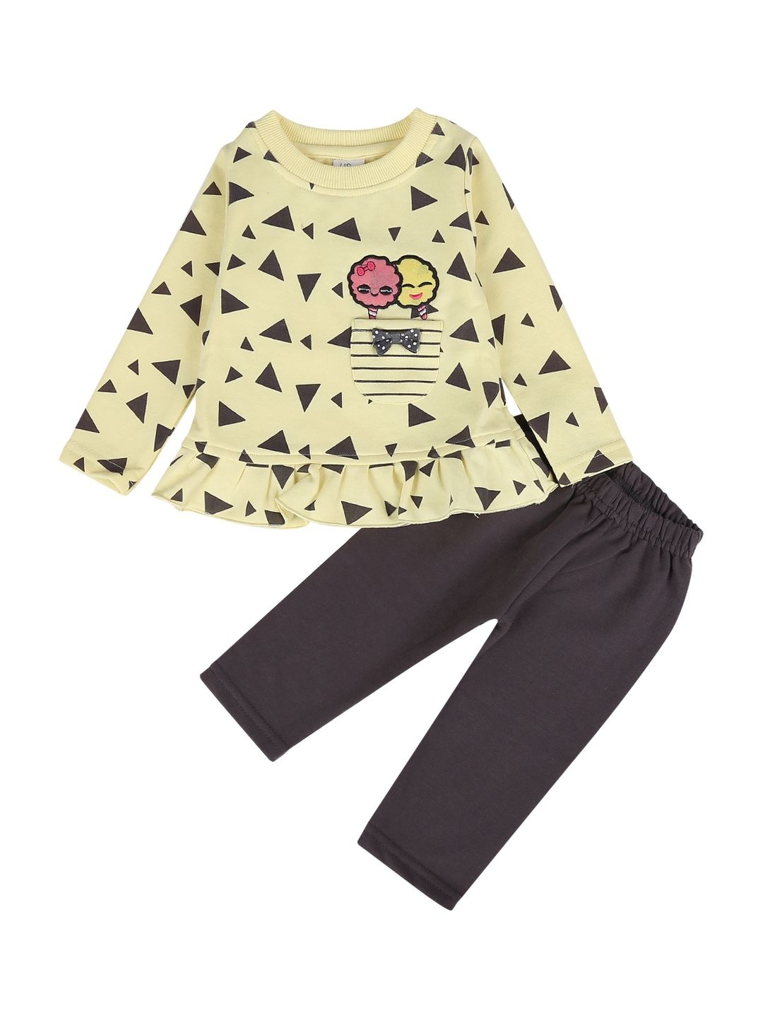 

V-Mart Unisex Kids Printed Pure Cotton Top with Leggings, Yellow