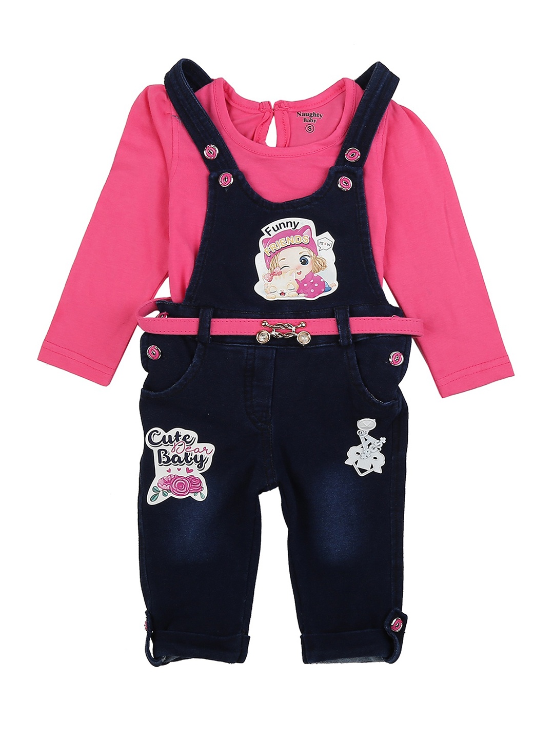 

V-Mart Kids Pink & Blue Top with Dungarees