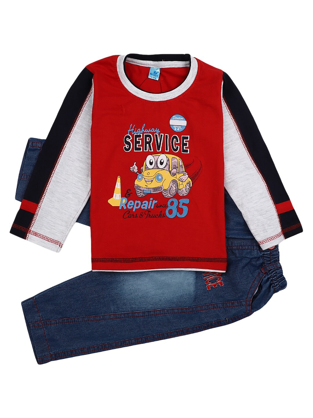 

V-Mart Kids Red & Blue Printed T-shirt with Trousers