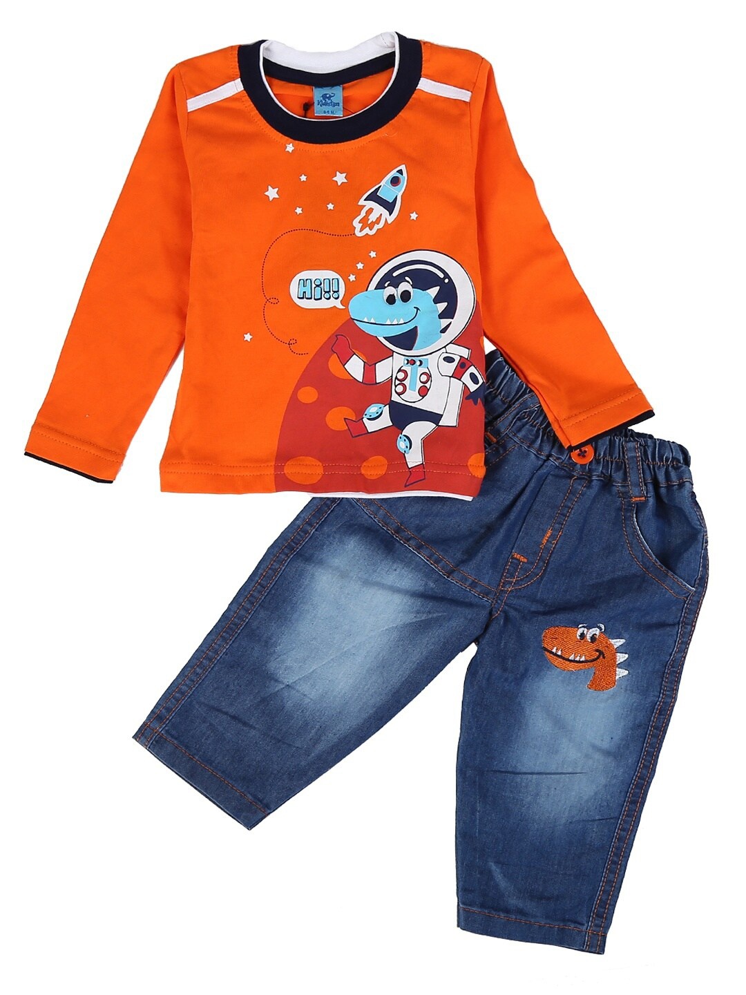 

V-Mart Unisex Kids Orange Printed Clothing Set