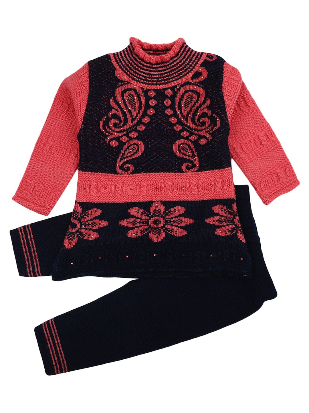 

V-Mart Unisex Kids Navy Blue & Red Clothing Set