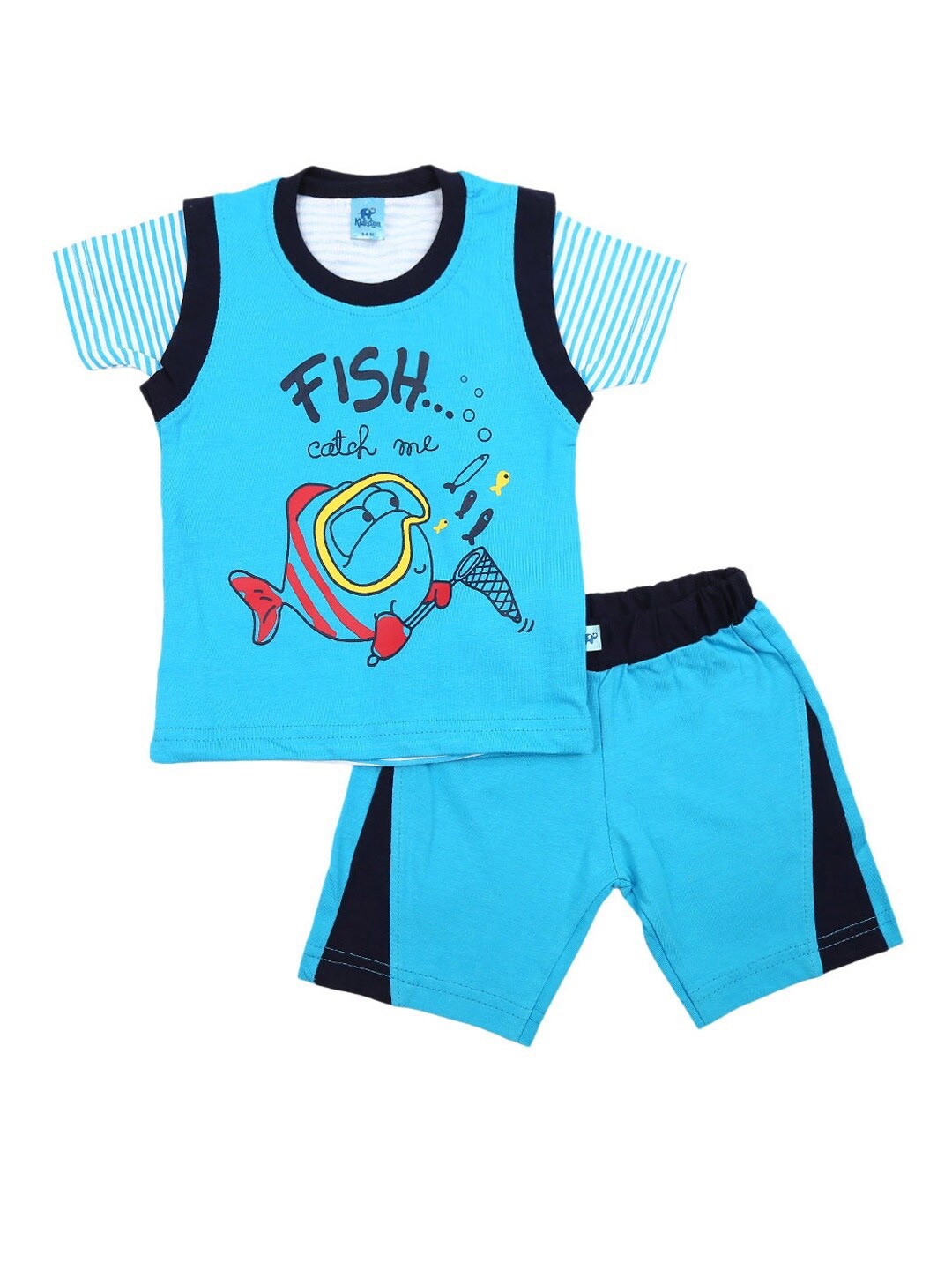 

V-Mart Kids Blue Printed Clothing Set