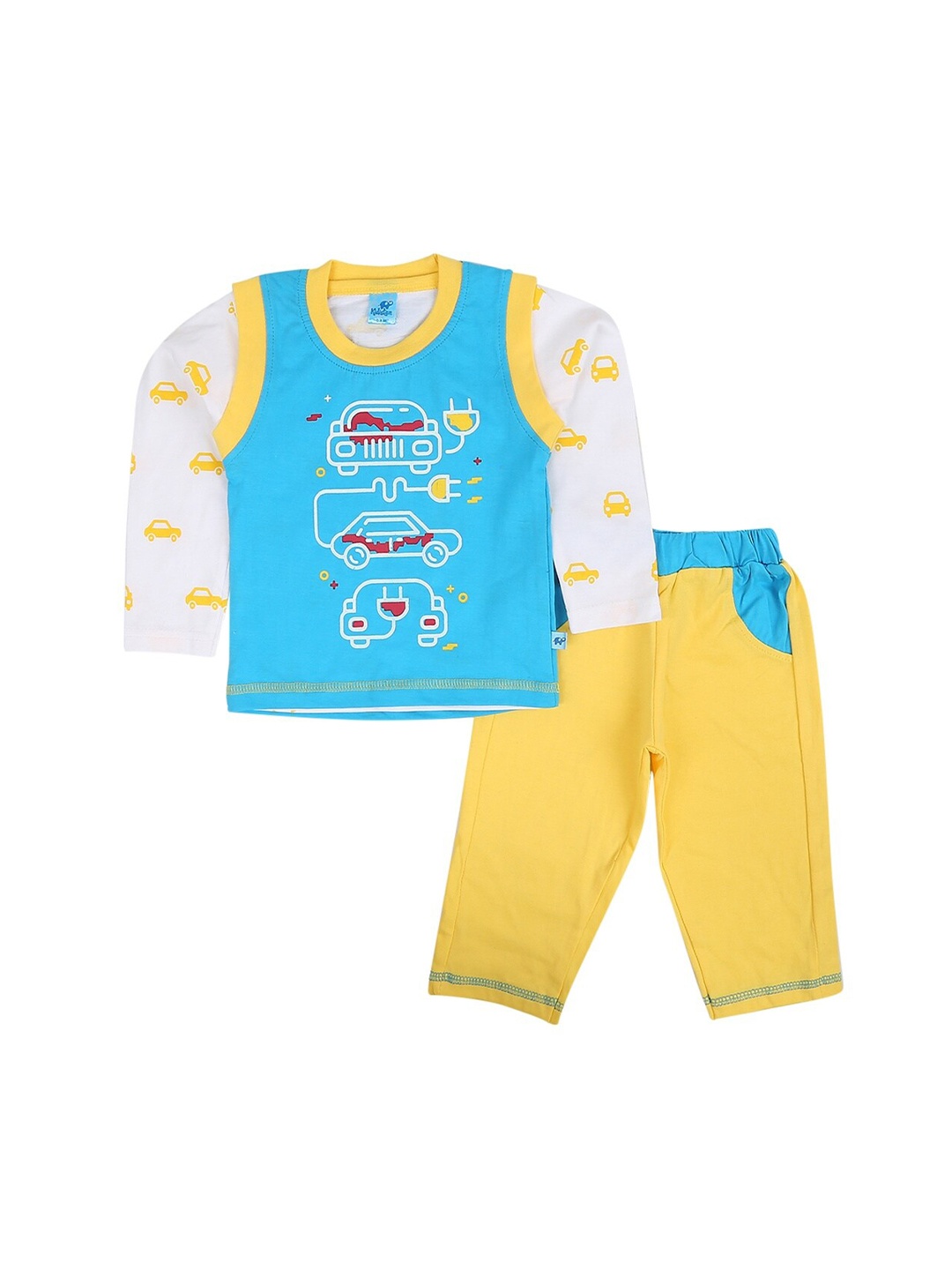 

V-Mart Kids Blue & Blue Printed T-shirt with Shorts