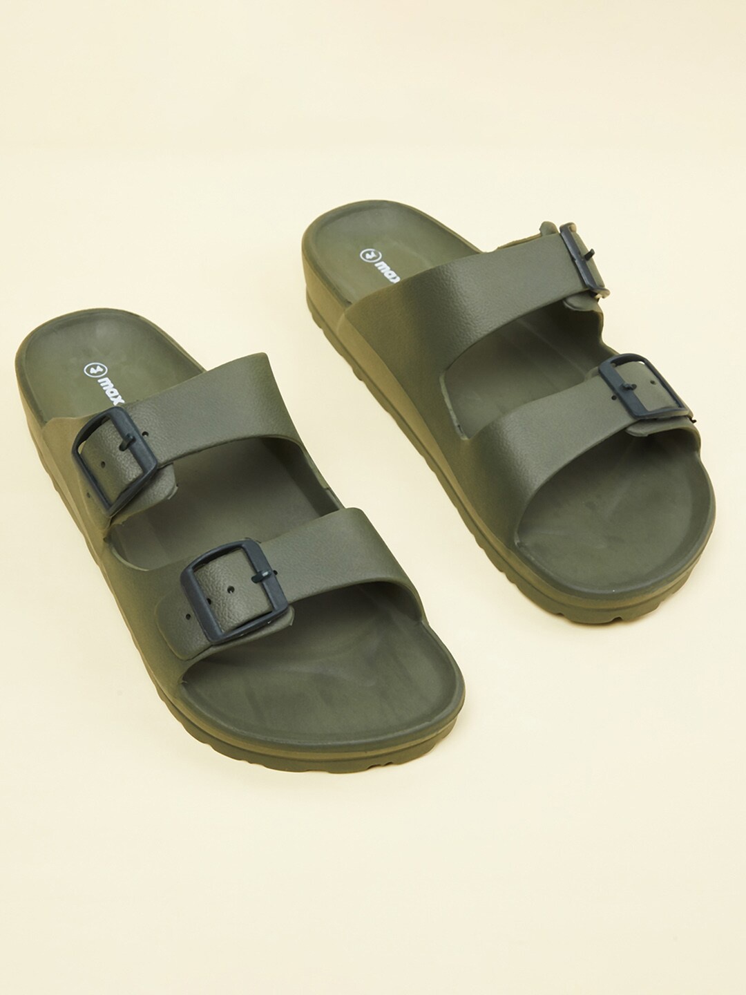 

max Men Olive Green PU Comfort Sandals