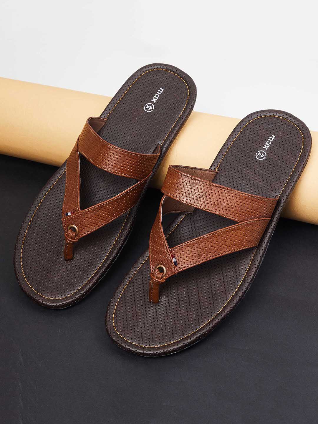 

max Men Tan Solid PU Comfort Sandals