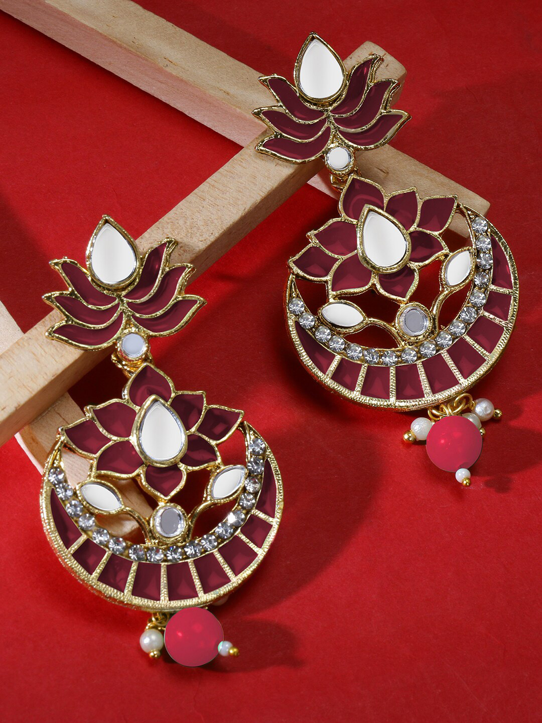 

LIVE EVIL Gold Plated Floral Chandbalis Earrings