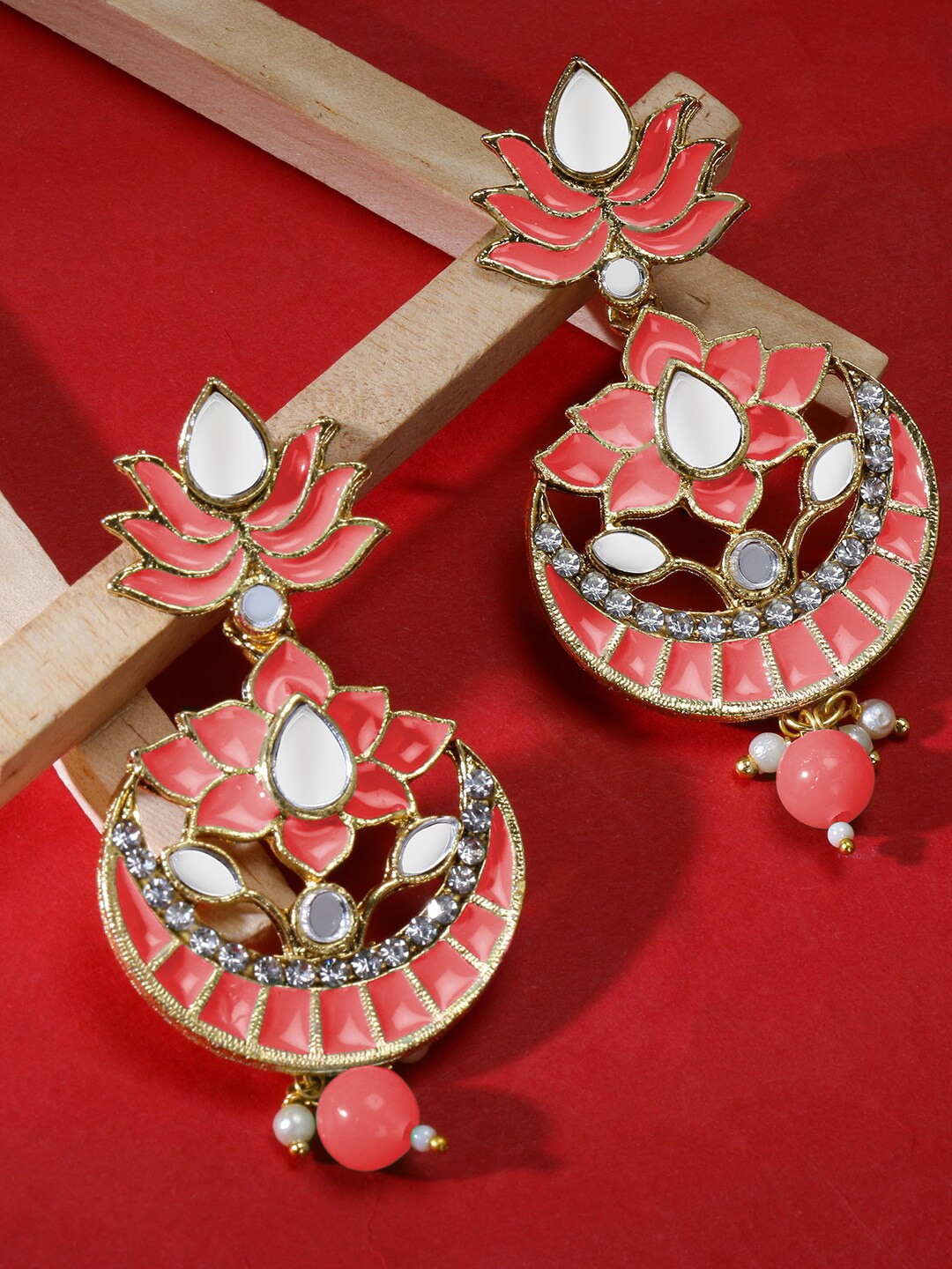 

LIVE EVIL Peach-Coloured Contemporary Chandbalis Earrings