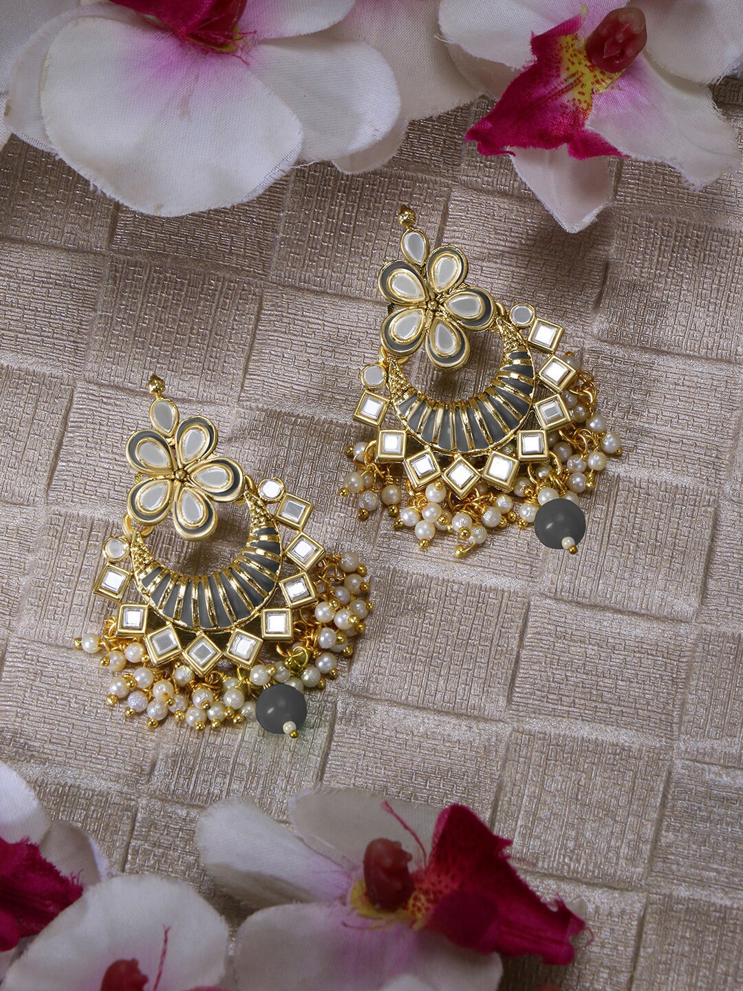

LIVE EVIL Grey Contemporary Chandbalis Earrings