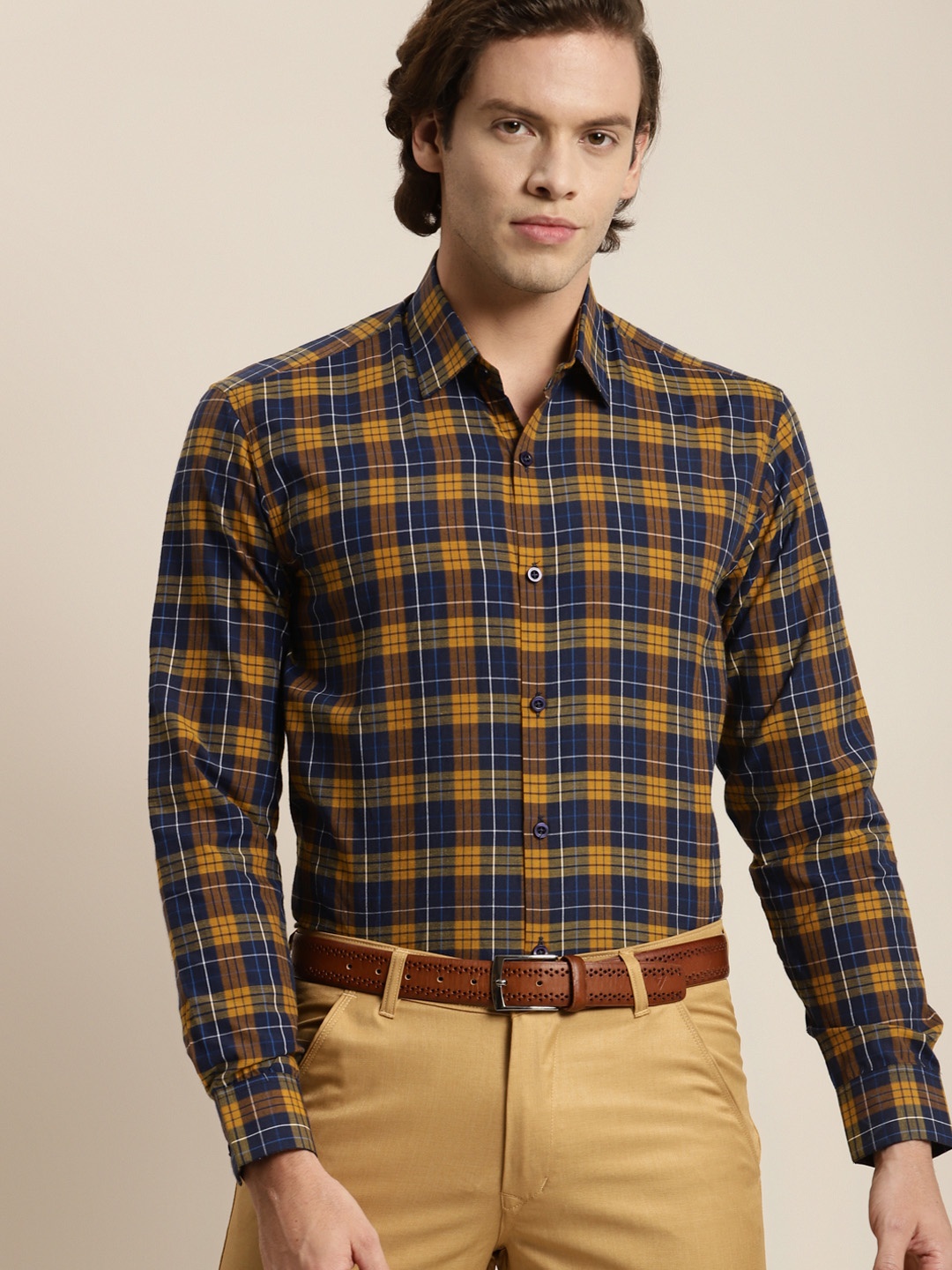 

SOJANYA Men Blue Tartan Checked Formal Shirt