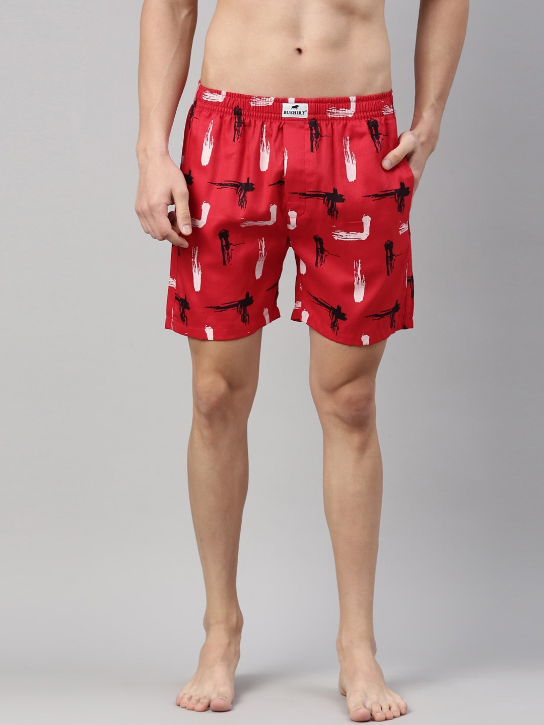 

Bushirt Men Red Printed Cotton Boxers