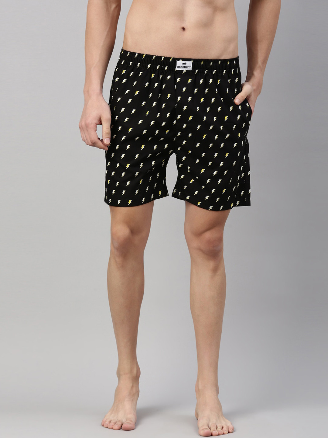 

Bushirt Men Black Printed Pure Cotton Boxers BX00172