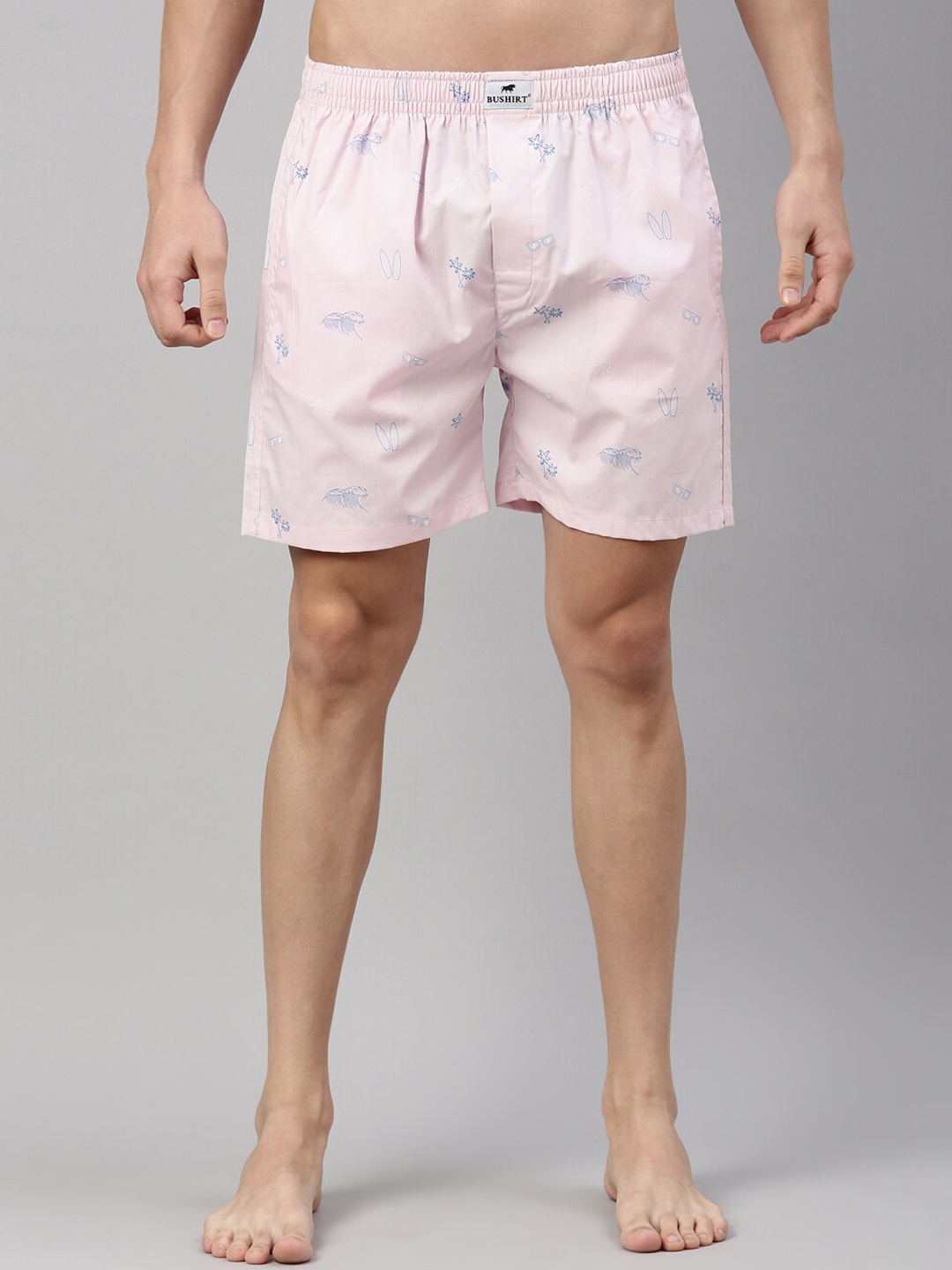 

Bushirt Men Pink & Blue Printed Pure Cotton Boxer