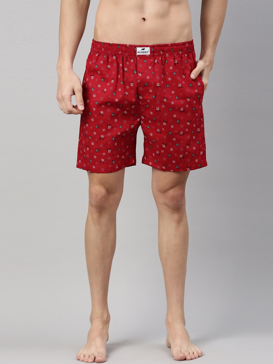 

Bushirt Men Maroon Printed Pure Cotton Boxers