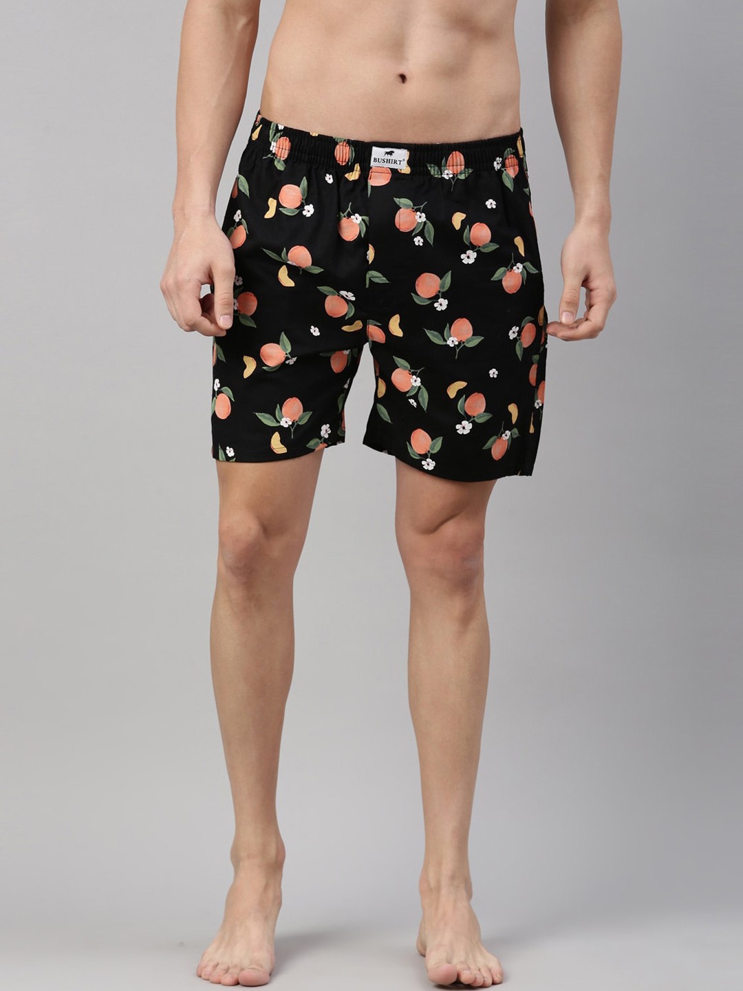 

Bushirt Men Black & Orange Printed Pure Cotton Boxers BX00166