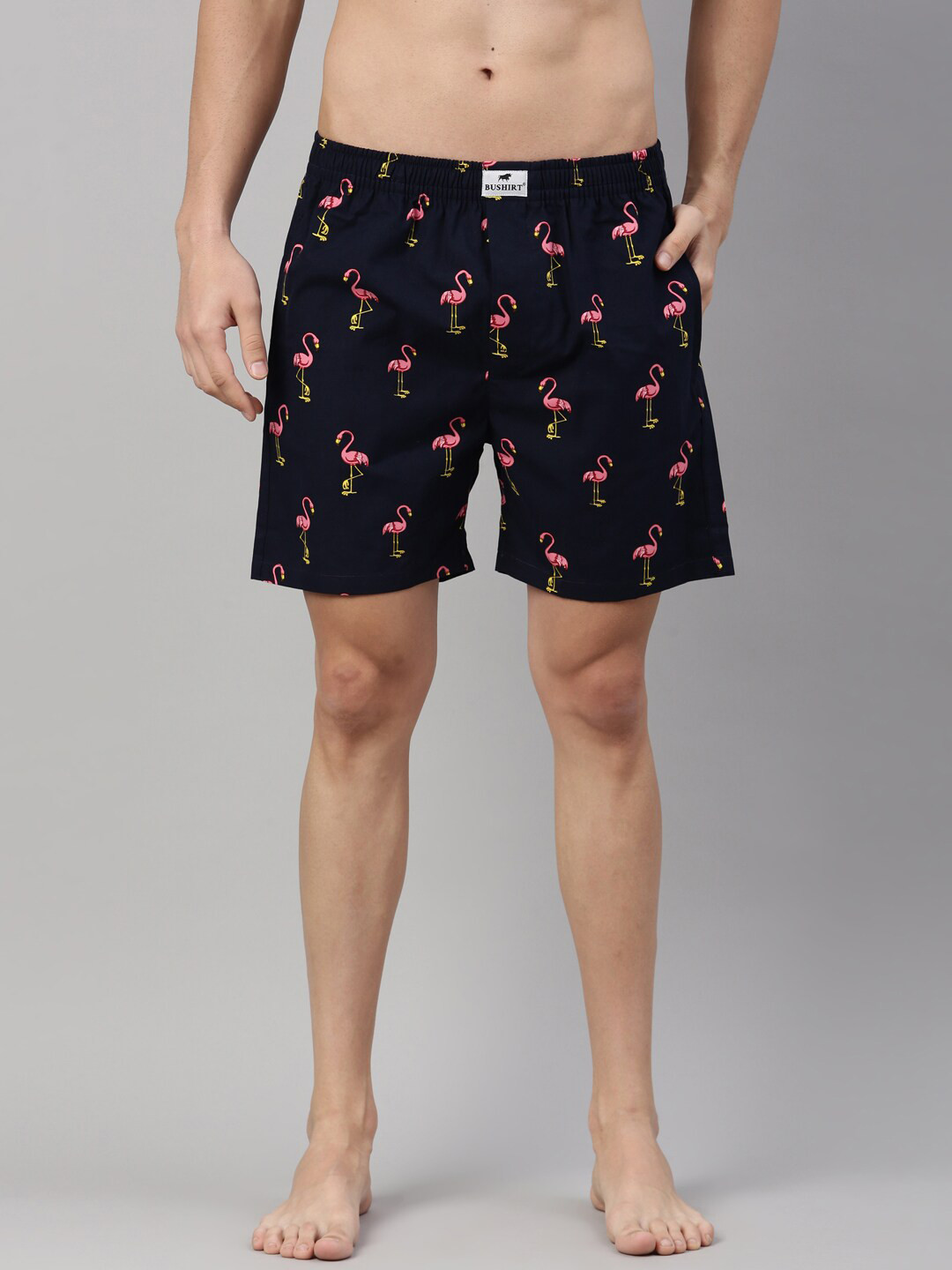 

Bushirt Men Navy Blue Printed Pure Cotton Boxer