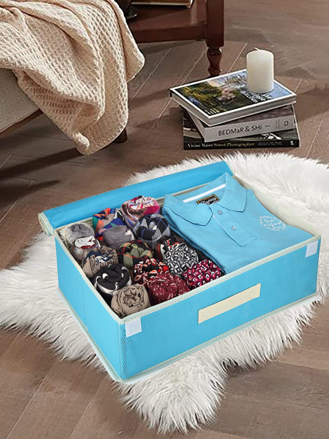 

My Gift Booth Turquoise Blue Solid Lingerie Organiser