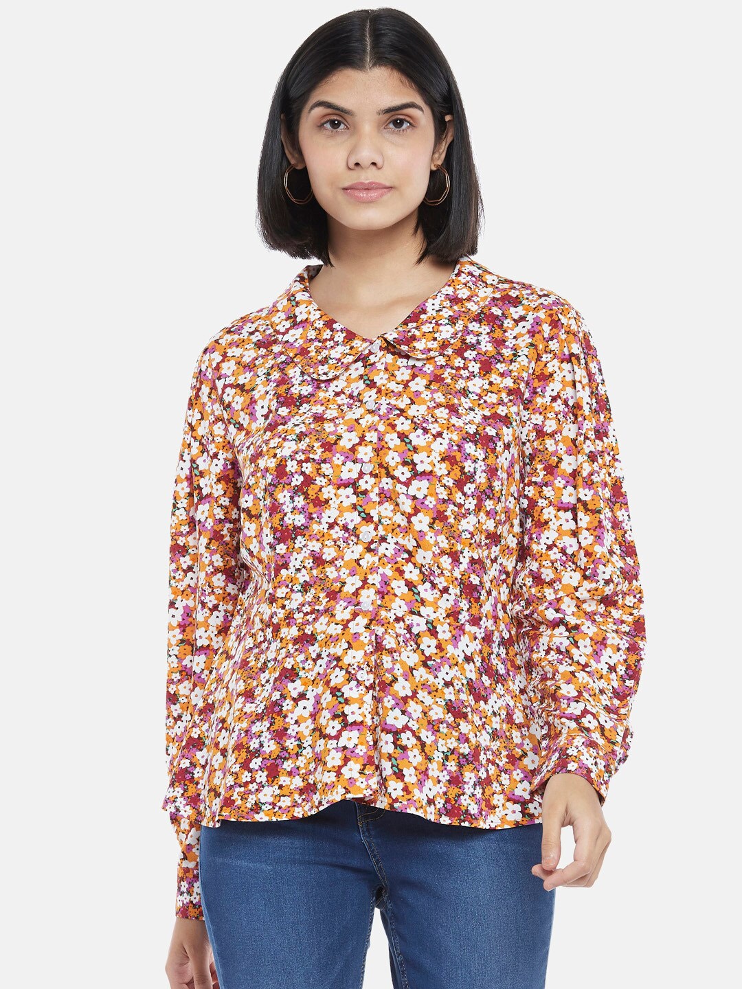 

Honey by Pantaloons Multicoloured Floral Print Peter Pan Collar Top, Multi
