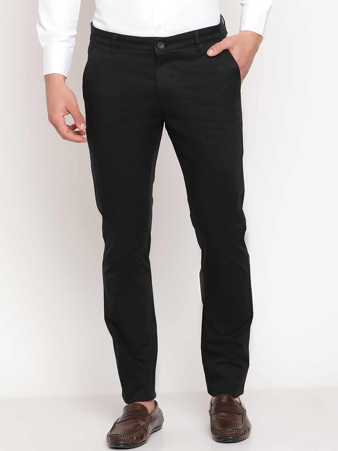 

Cantabil Men Black Classic Cotton Trousers