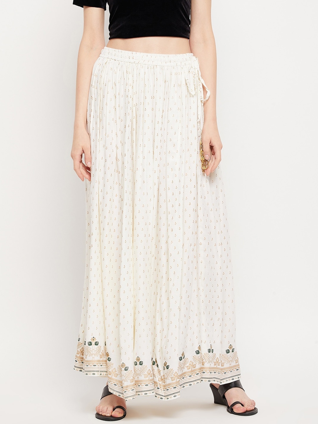 

Clora Creation Women Cream Floral Print Maxi Skirt