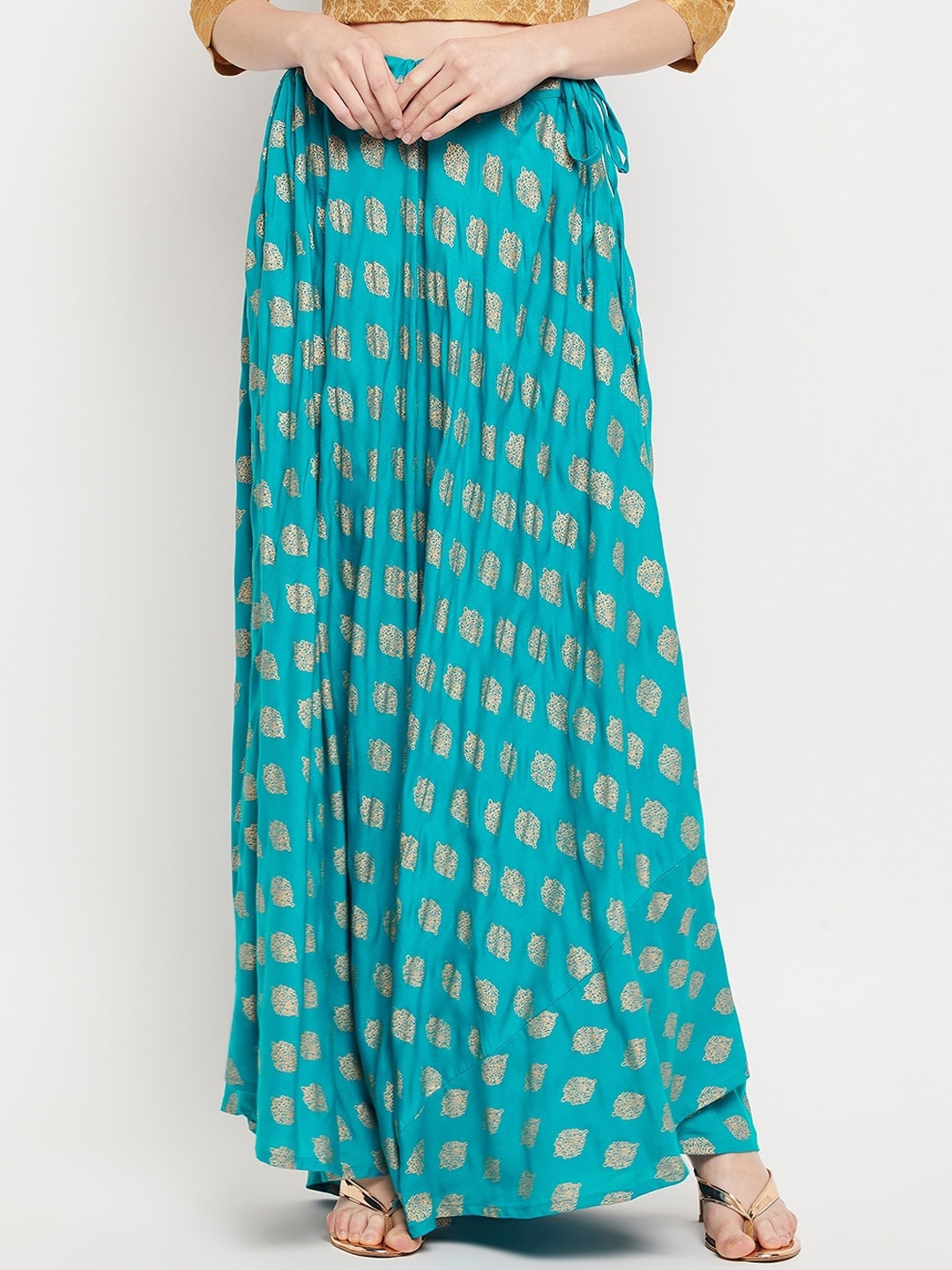

Clora Creation Women Rama Green Printed Maxi Skirts