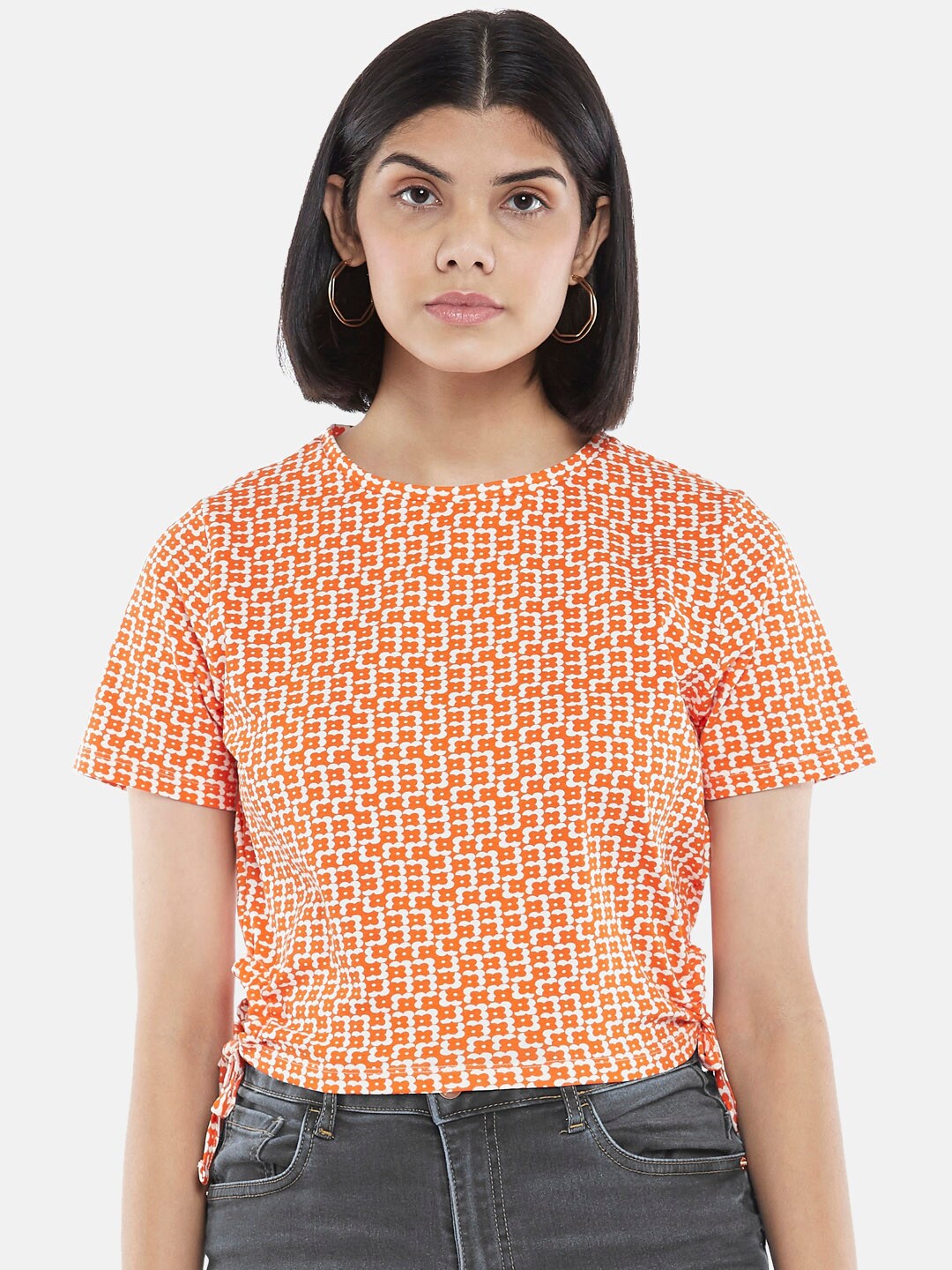 

People Orange Floral Print Top