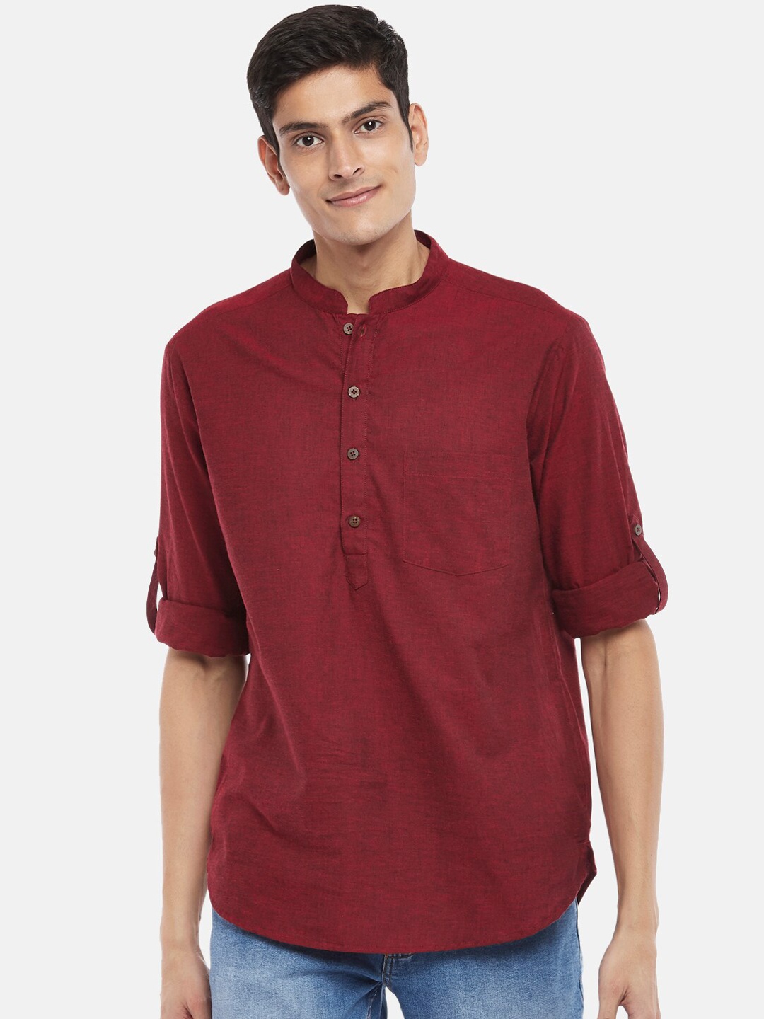 

indus route by Pantaloons Men Maroon Solid Kurta